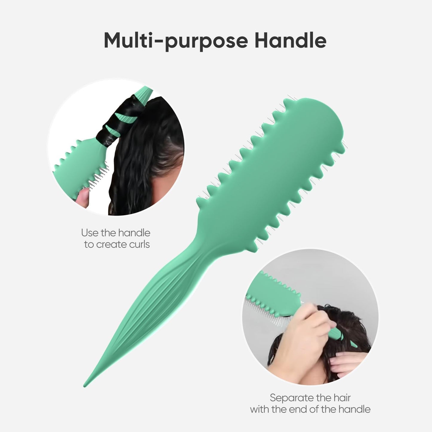 White Smoke AM8:00 Curl Defining Brush,9Rows Premium Styling Hairbrush for Curly Hair, Enhances Curls Definition & Separation, (Green)