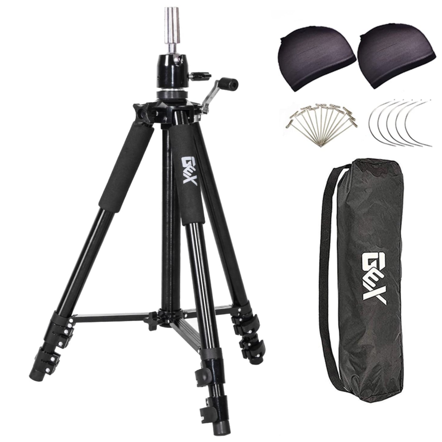 White Smoke GEXWORLDWIDE GEX 63" Heavy Duty Mannequin Tripod Stand for Wig Cosmetology Training Practice Doll Manikin Head Tripod Wig Stand With Travel Bag (Black)