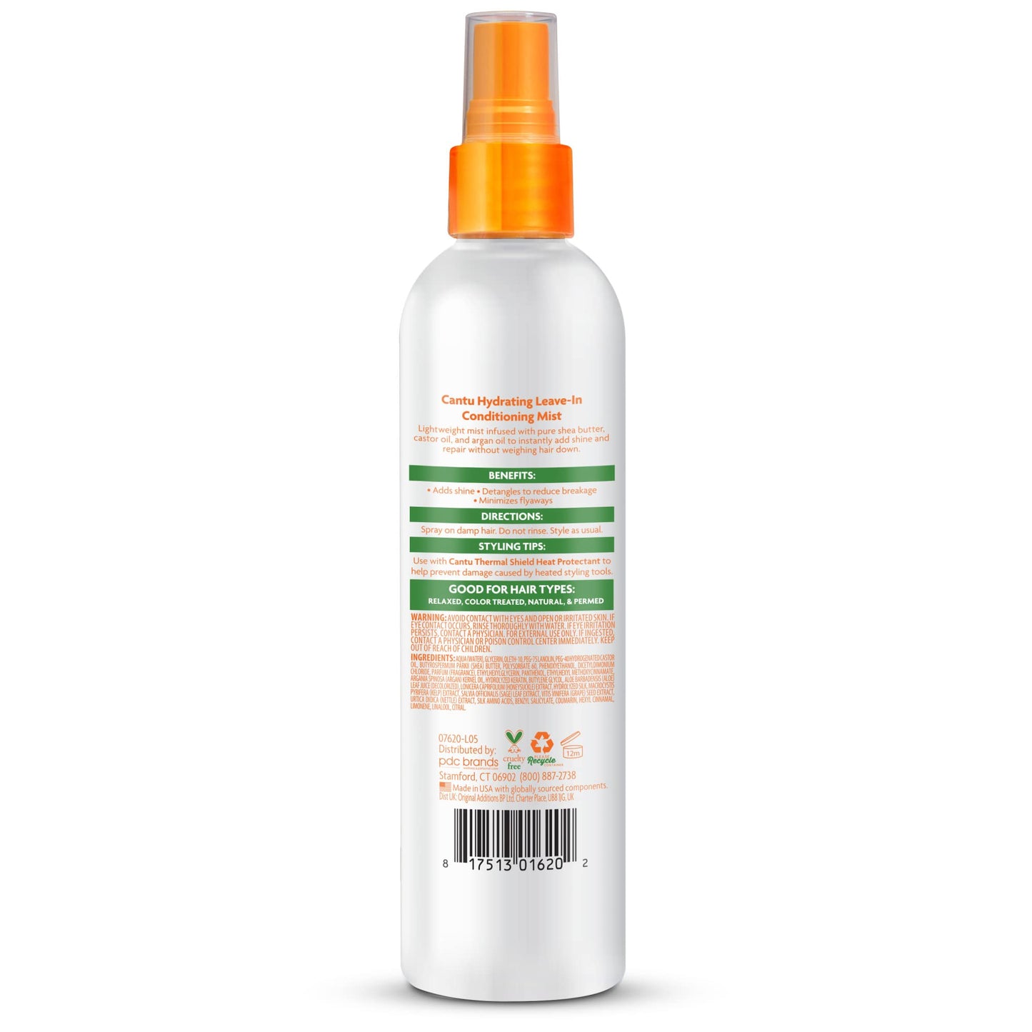 White Smoke Cantu Leave-In Conditioning Mist with Pure Shea Butter, 8 fl oz (Pack of 2)