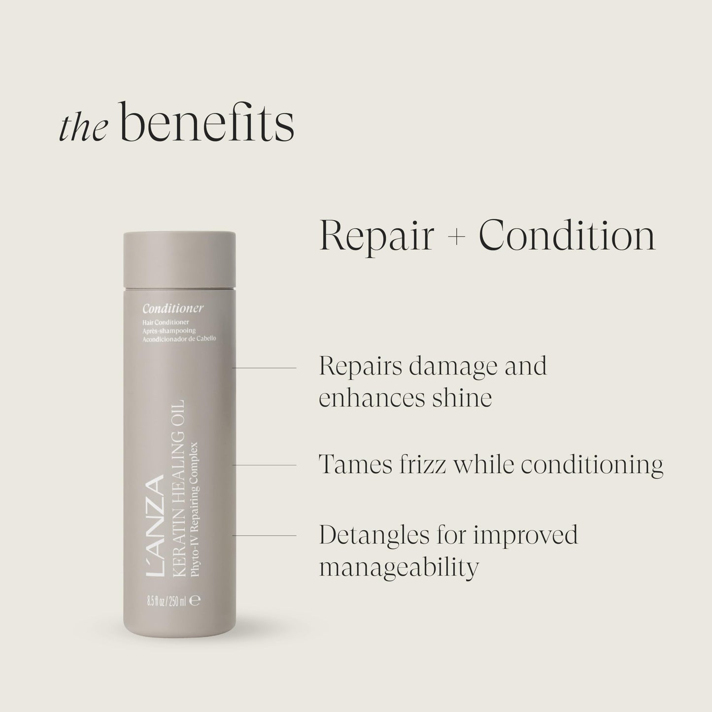 Lavender L'ANZA Keratin Healing Oil Shampoo & Conditioner Set, for Dry Damaged Hair, Moisturizing, Detangles, Reduces Breakage, Adds Shine, Anti-Frizz, Color Safe Anti-Humidity Strengthening Care, Haircare Kit