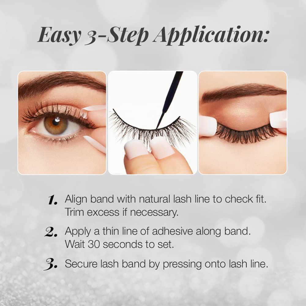 Light Gray Ardell 3D Faux Mink Lashes 853 - Reusable Wispies Eyelashes with Invisiband for Seamless Volume, 4 Pairs