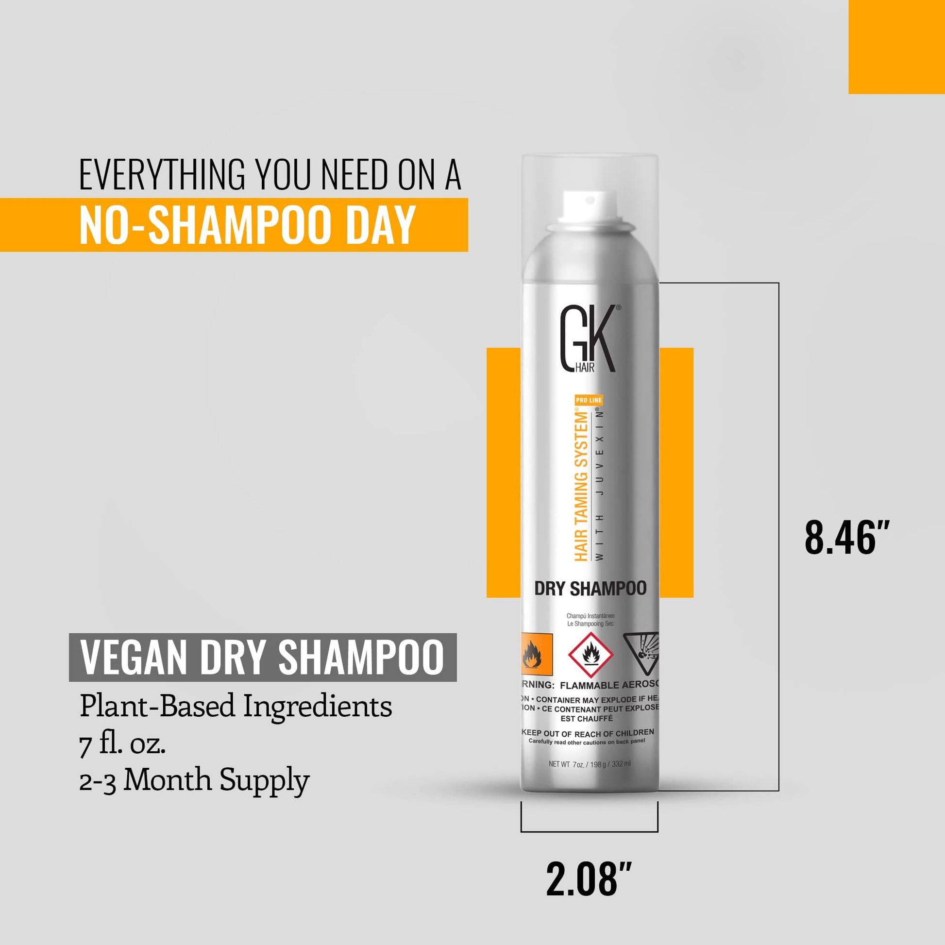 Light Gray GK HAIR Global Keratin Waterless Dry Shampoo (7 Fl Oz/332ml) No Residue Spray for Fine, Oily and All Hair Types - Removes Flaking, Dandruff and Excess Oil - Sulfate Paraben Free - For Women and Men