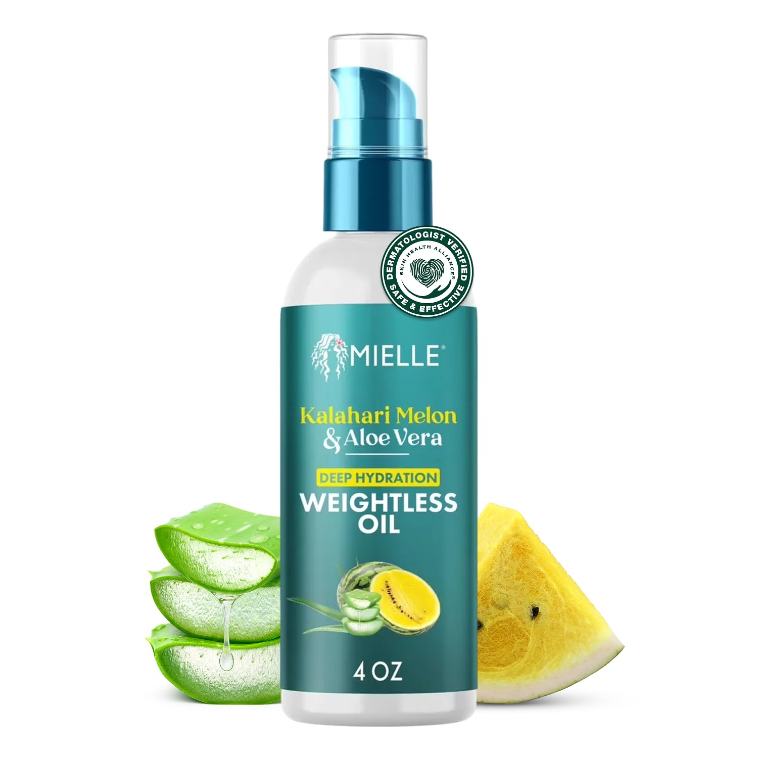 White Smoke Mielle Organics Weightless Hair Oil, Kalahari Melon & Aloe Vera Deep Long-Lasting Hydration Hair Treatment for Dry, Curly and Textured Hair, Lightweight, Non-Greasy Formula, 4 Ounce