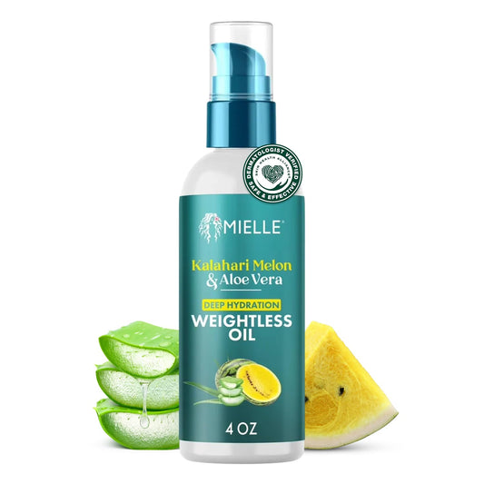 White Smoke Mielle Organics Weightless Hair Oil, Kalahari Melon & Aloe Vera Deep Long-Lasting Hydration Hair Treatment for Dry, Curly and Textured Hair, Lightweight, Non-Greasy Formula, 4 Ounce