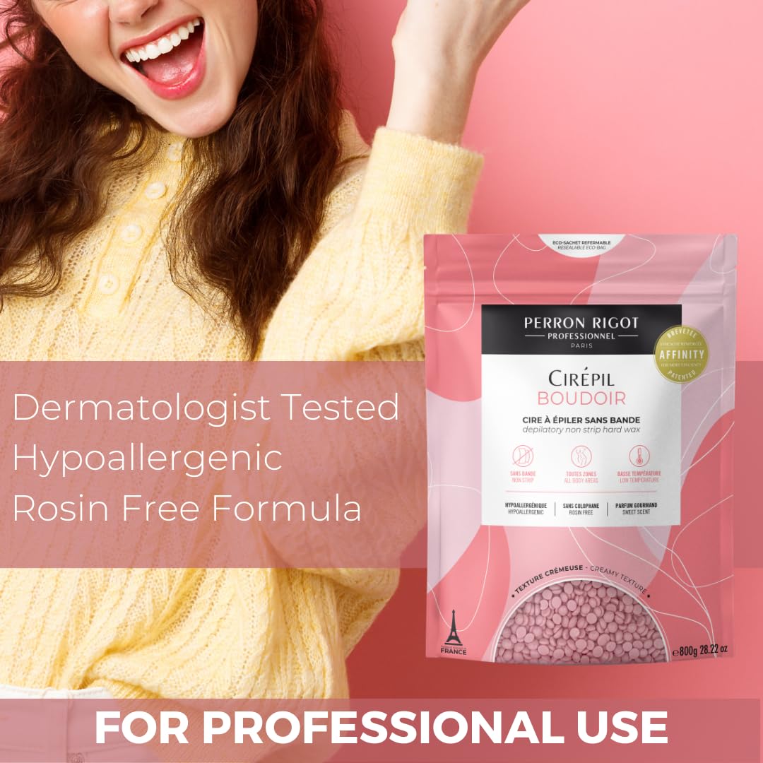 Dark Salmon Cirepil - Boudoir - 800g / 28.22 oz Hard Wax Beads Bag - Hypoallergenic, Allergen-Free & Rosin-Free for Sensitive Skin - Professional Stripless Hair Removal for Face & Body - Low Temp Refill Bag