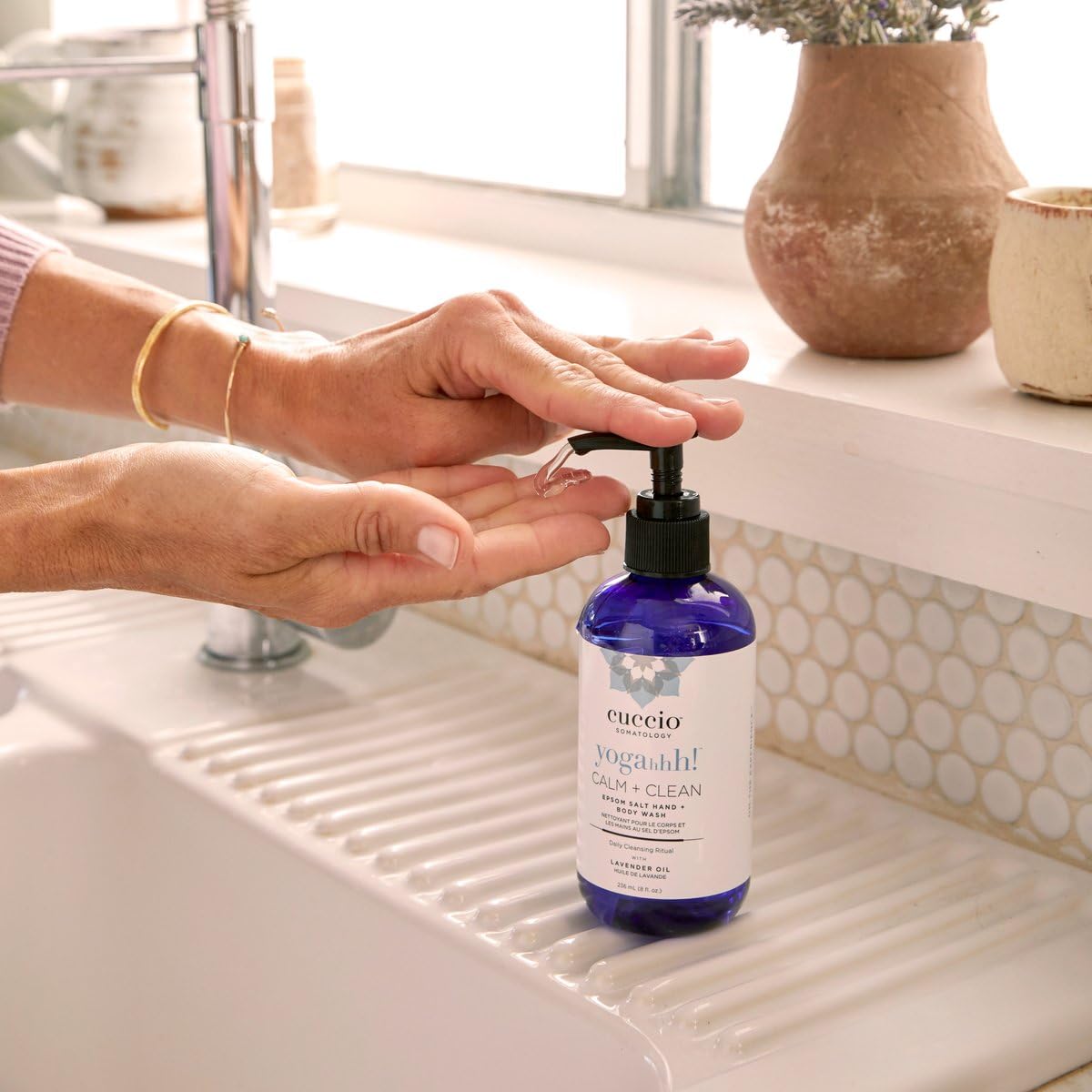 Gray Cuccio Somatology Calm And Clean Epsom Salt Lavender Body Wash - Cleansing, Nourishing Wash And Soak For Pure, Deep, Relaxation - Relief For Sore Muscles - Chemical, Paraben And Dye Free - 8 Oz