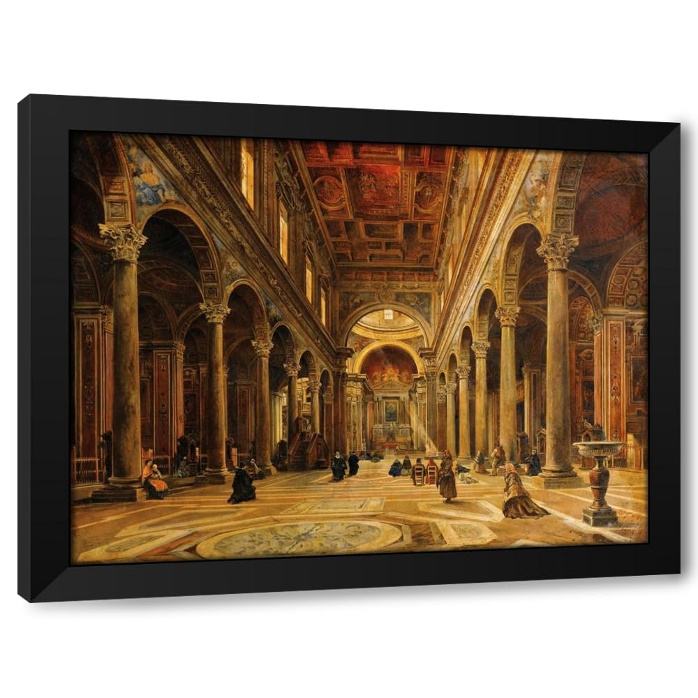 Black ArtDirect Intérieur d’église Custom Framed Art Print Giclee Print or Canvas Options with Various Sizes and Customization by Giovanni Lanza
