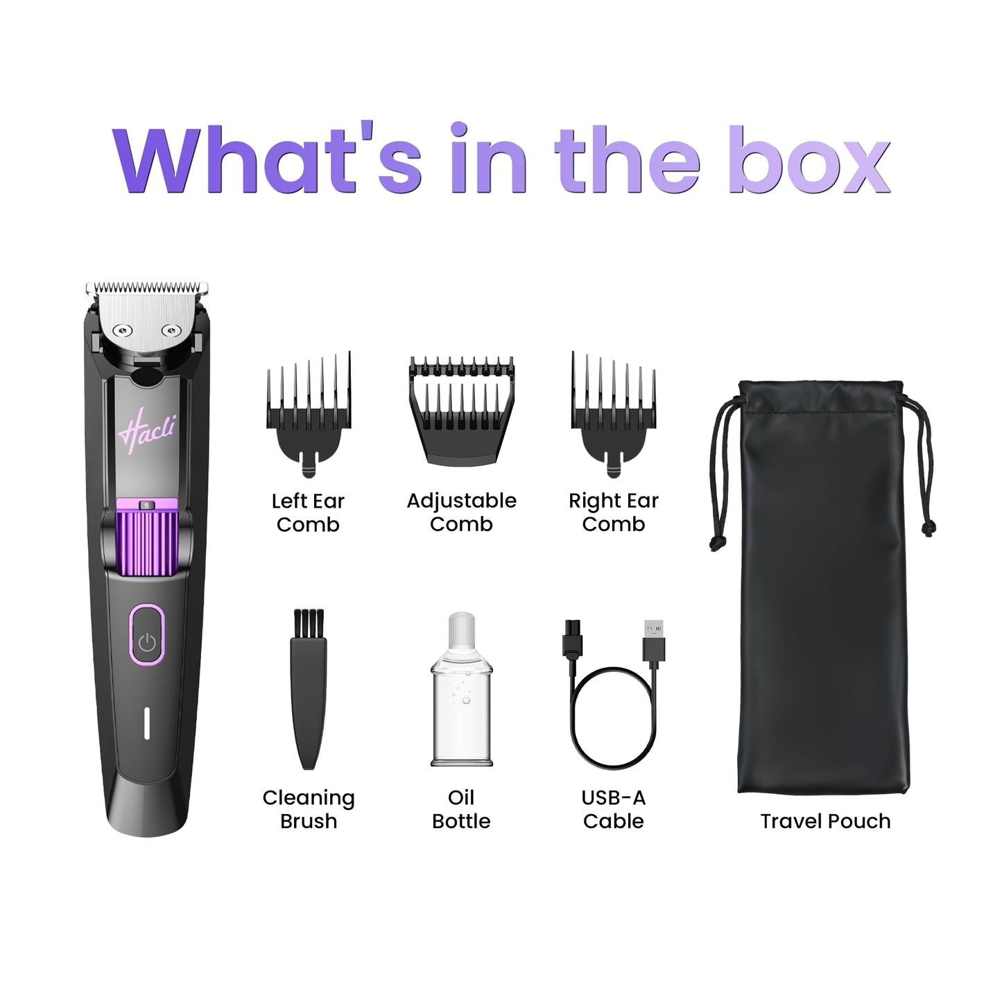 White Smoke HACLI Professional Beard Trimmer for Men - Cordless IPX7 Waterproof, Precision Dial with 20 Adjustable Length Settings, Wet/Dry Use, 80 Min Runtime, Premium Facial Hair Groomer, Gift for Dad & Husband