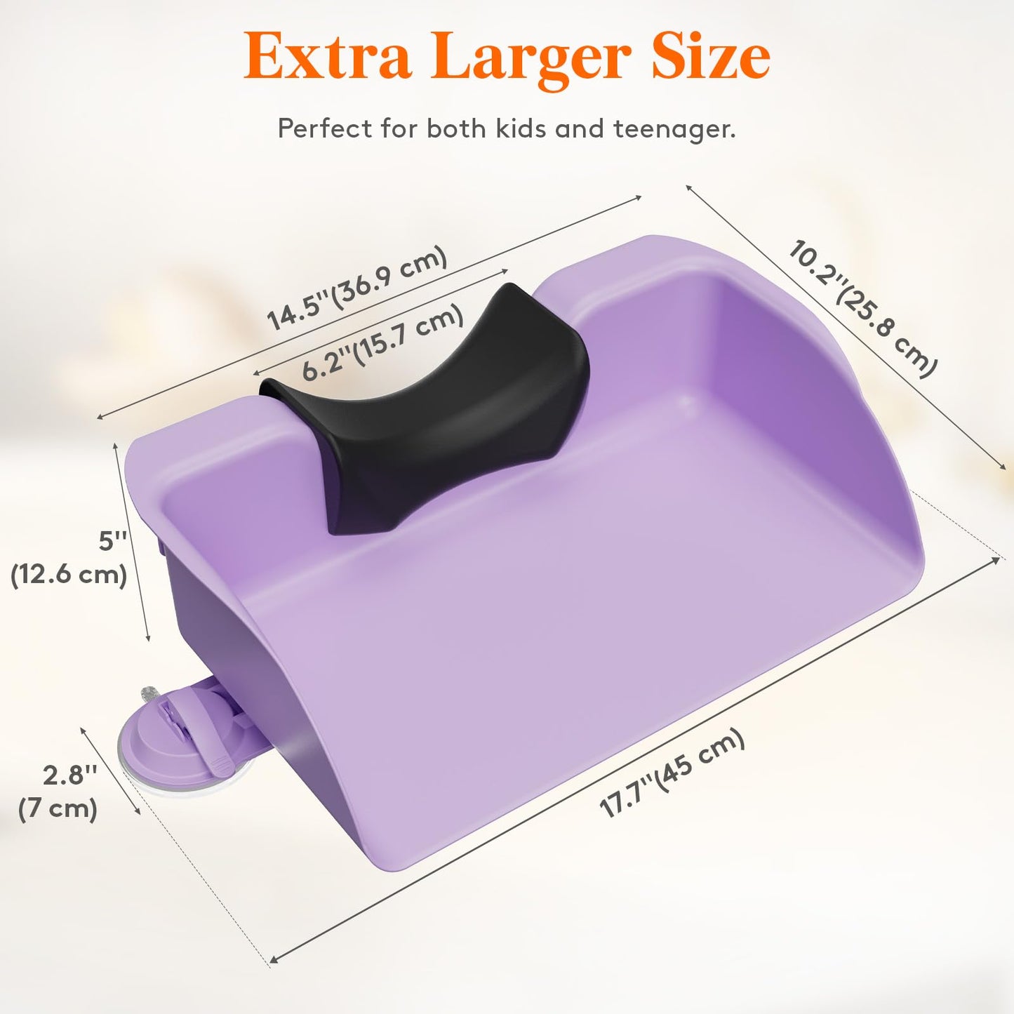 White Smoke Lifewit Hair Washing Station for Kids, Neck Support Shampoo Bowl for Kitchen Sink or Bathtub at Home, Portable Hair Wash Basin for Toddlers, Children, Teens, Purple, 10 inch/ 26 cm Wide