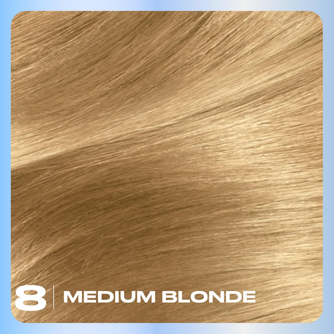 Dark Khaki Clairol Nice'n Easy Permanent Hair Dye, 8 Medium Blonde Hair Color, Pack of 3 - Packaging May Vary
