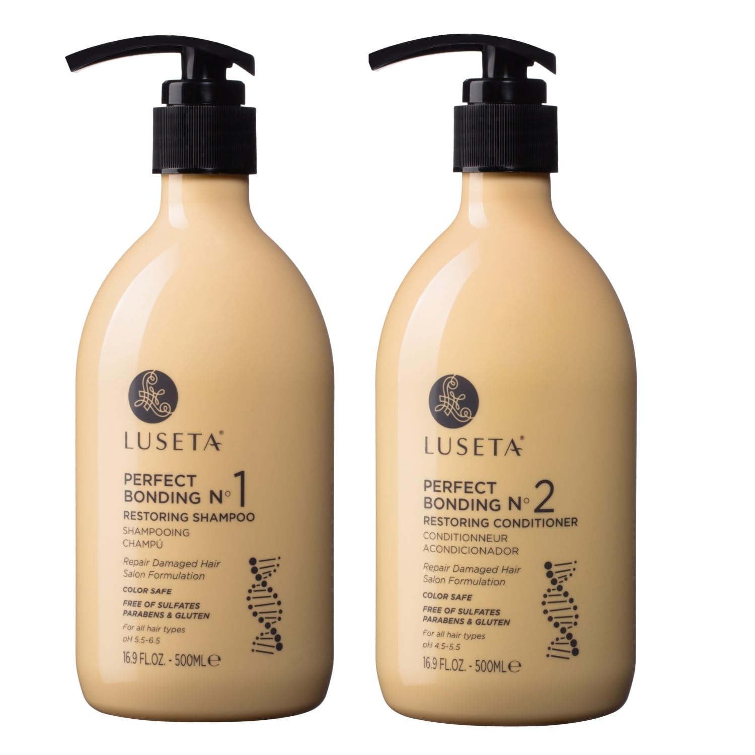 White Smoke Luseta Salon Shampoo and Conditioner Set with Rosemary Oil, Acidic Bonding, Shampoo and Conditioner Sulfate Free for Women Hair Care, Repair Routine Shampoo and Conditioner for Hair Loss 2x16.9 oz