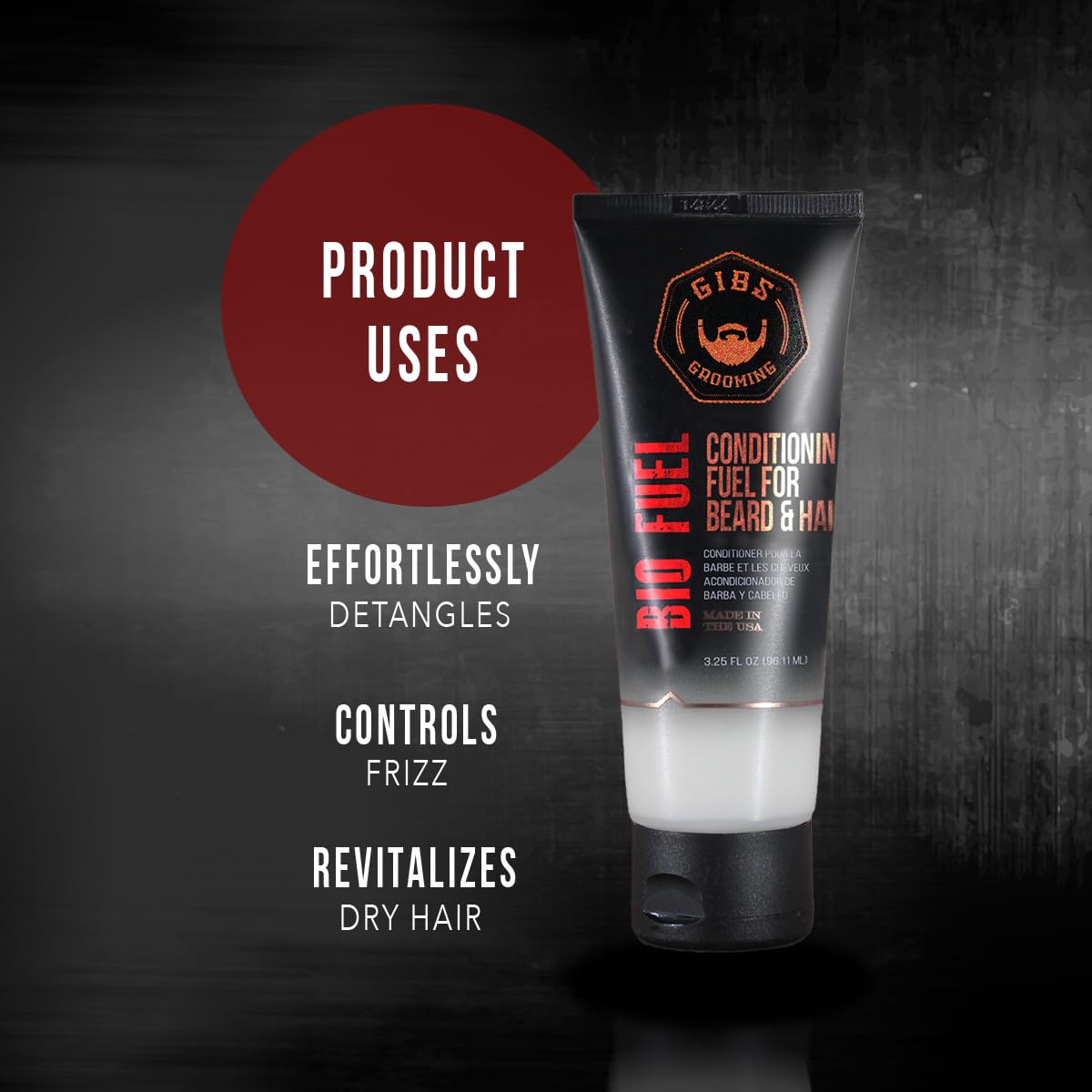 Dark Slate Gray GIBS Grooming Bio Fuel - Conditioning Fuel for Beard & Hair Growth (3.25 oz) Mango Butter, Saw Palmetto, Dragon's Blood - Caffeine & Biotin - Hair Conditioner & Beard Conditioner for Men - Made in USA