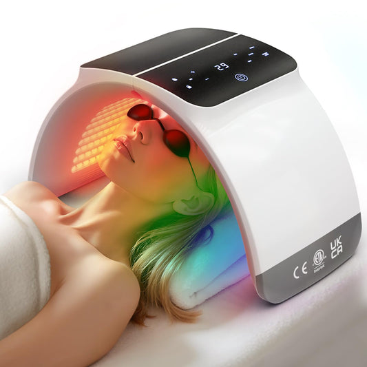 White Smoke Bestqool LED Mask Photon LED Light Therapy - 6 Colors with Near Infrared Light LED Face Mask for Skin Rejuvenation SPA Facial Body Skin Care Beauty Salon Device