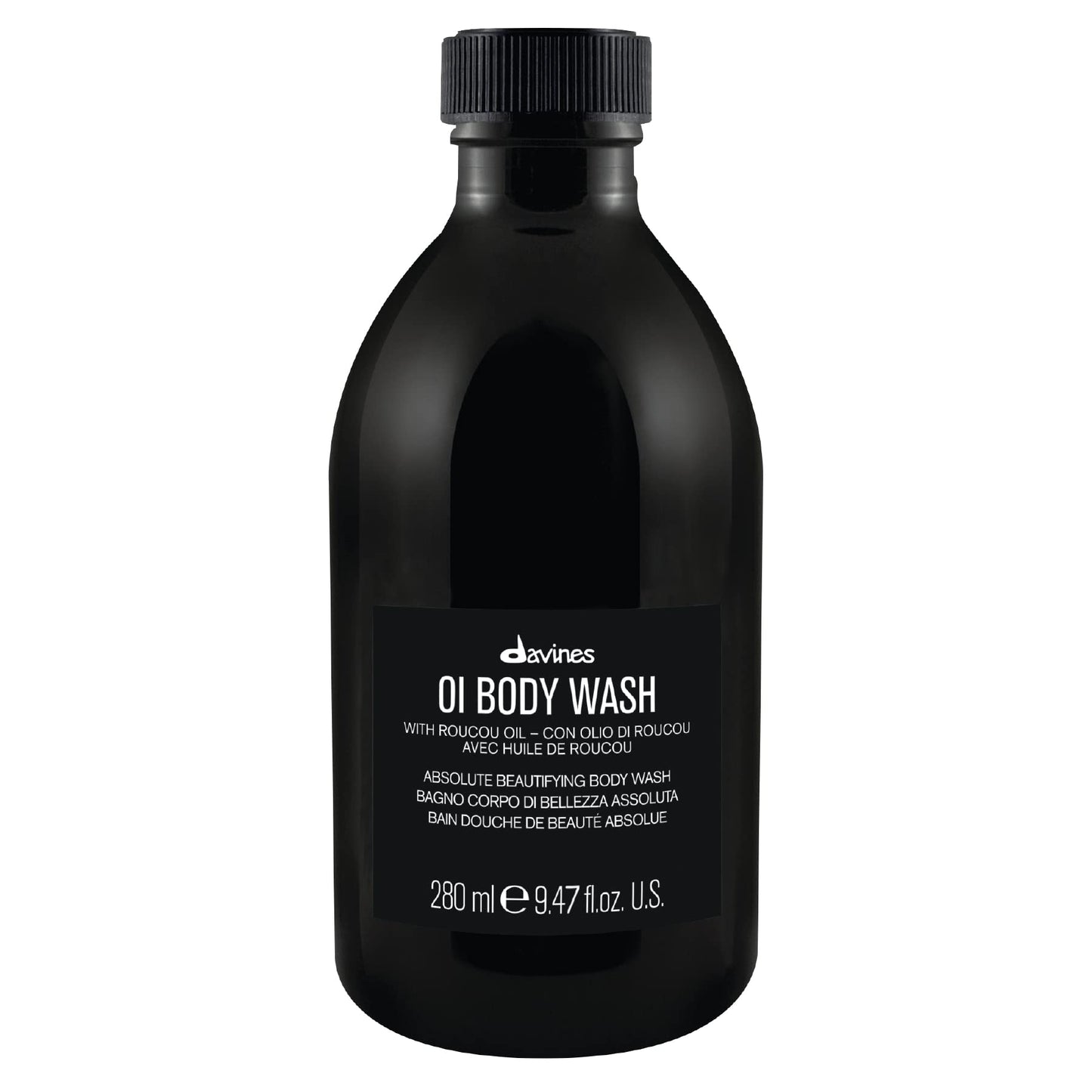 Black Davines OI Body Wash, Gently Cleansing Moisturizing Body Wash for All Skin Types - Hydrates & Softens Skin with Antioxidant Roucou Oil - Rich Creamy Foam with Signature OI Scent, 9.47 Fl Oz