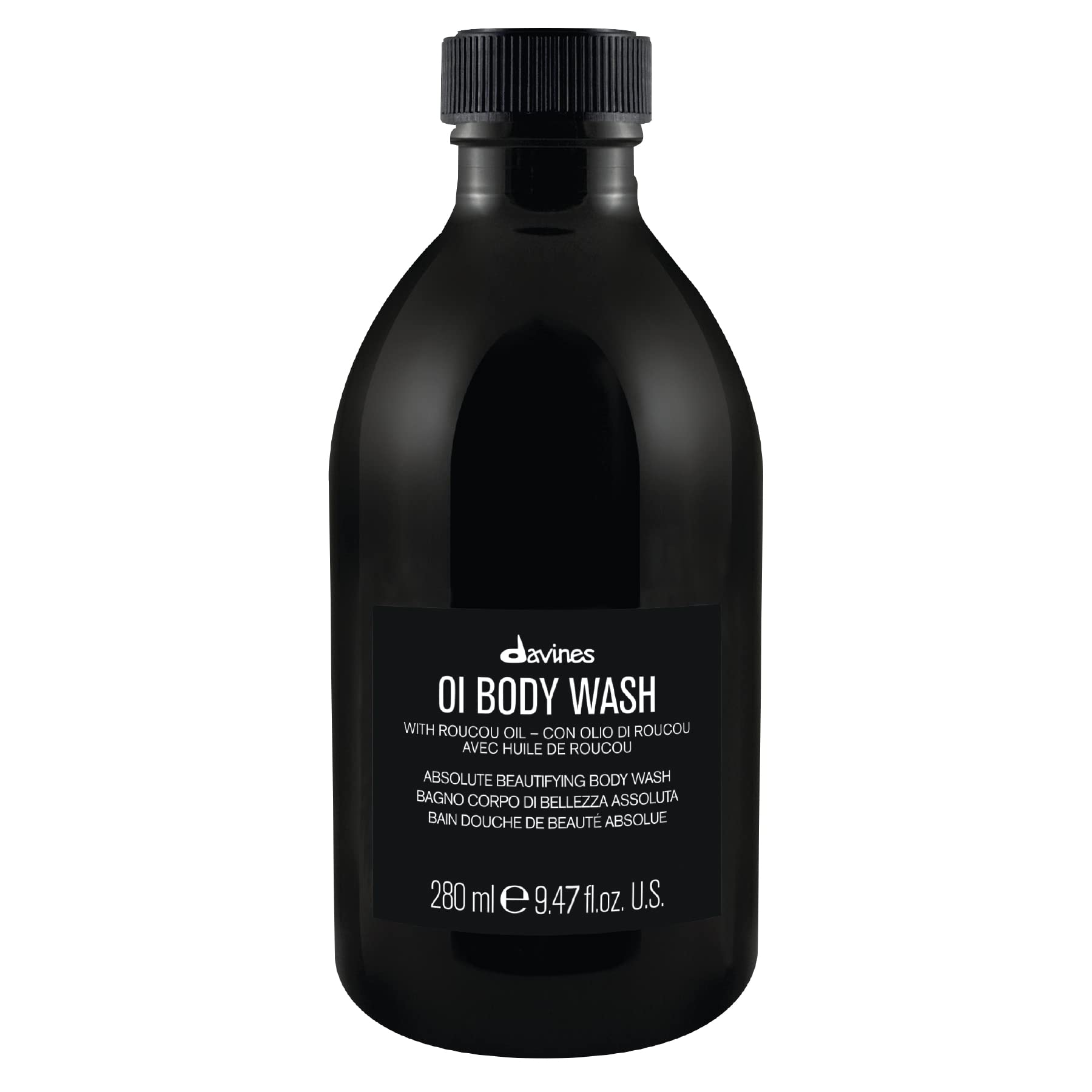 Black Davines OI Body Wash, Gently Cleansing Moisturizing Body Wash for All Skin Types - Hydrates & Softens Skin with Antioxidant Roucou Oil - Rich Creamy Foam with Signature OI Scent, 9.47 Fl Oz
