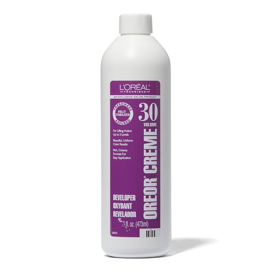 White Smoke L'Oréal Technique Oreor Developer - Hair Color Developer, Creamy Formula For Uniform Results, Combine With Color of Your Choice, 30 Vol Dev 16 Oz