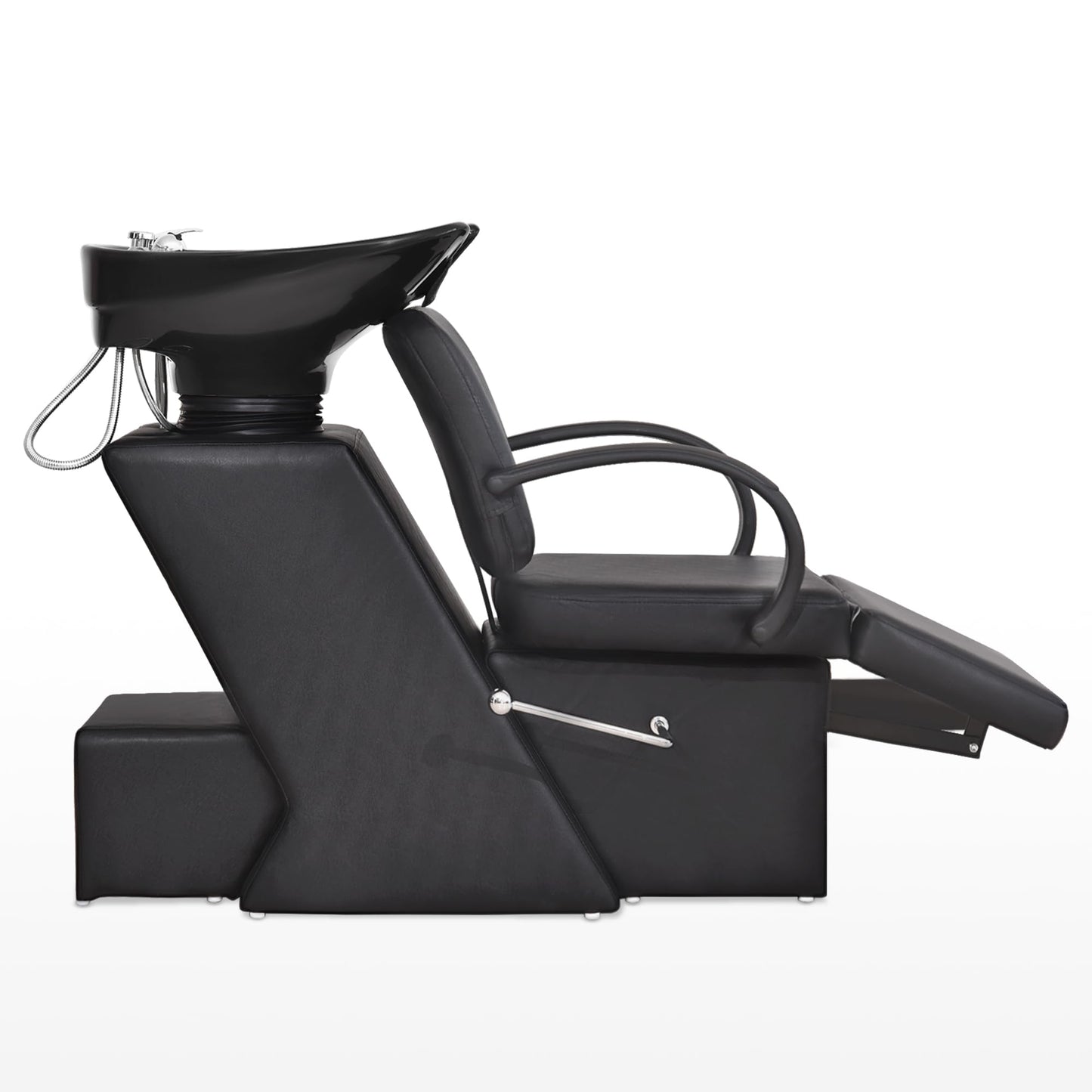 White Smoke BarberPub Ceramic Bowl Shampoo Chair, Adjustable Backwash Sink, Hair Stylist Barber Chairs for Salon Beauty Spa Tattoo Unit Station 9051