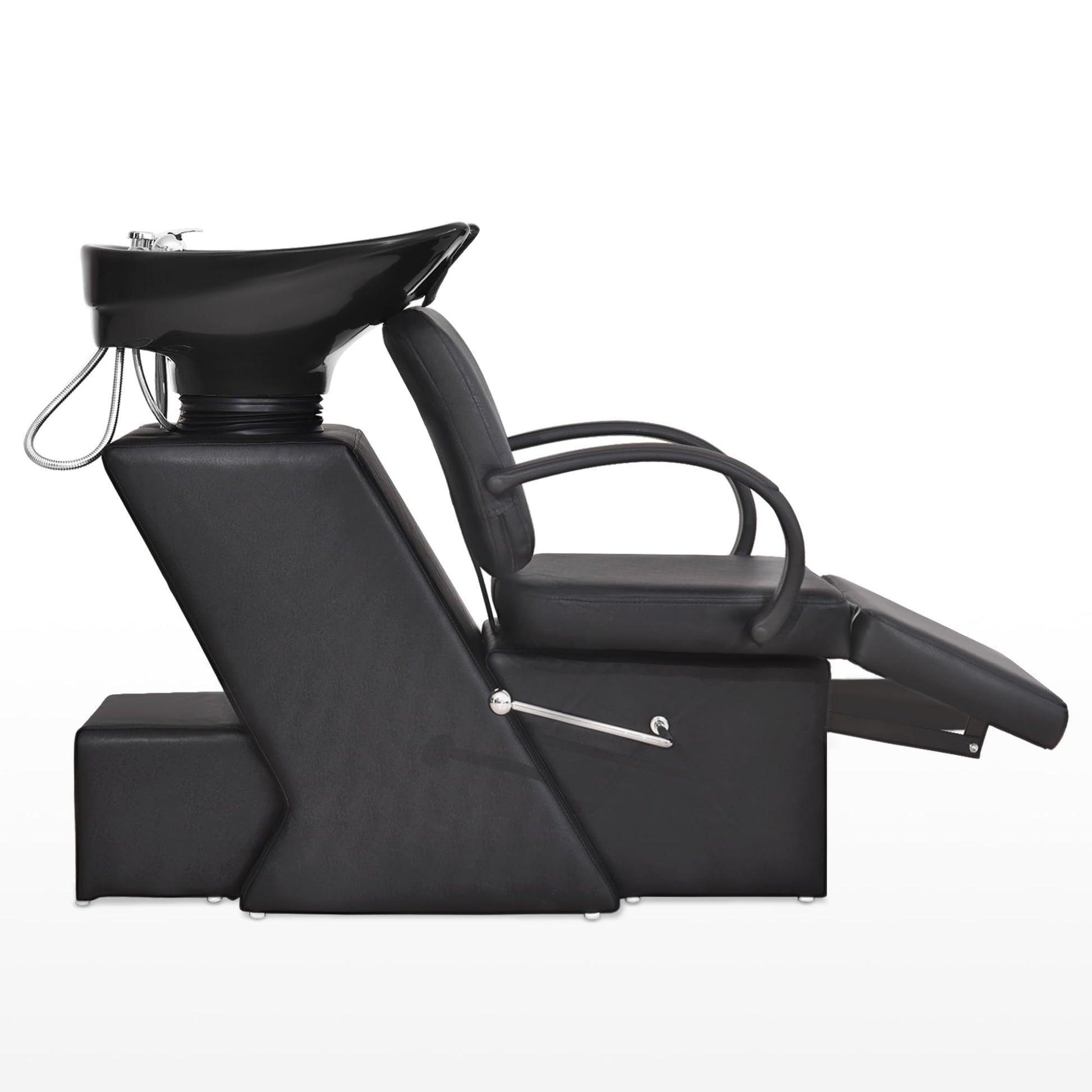 White Smoke BarberPub Ceramic Bowl Shampoo Chair, Adjustable Backwash Sink, Hair Stylist Barber Chairs for Salon Beauty Spa Tattoo Unit Station 9051