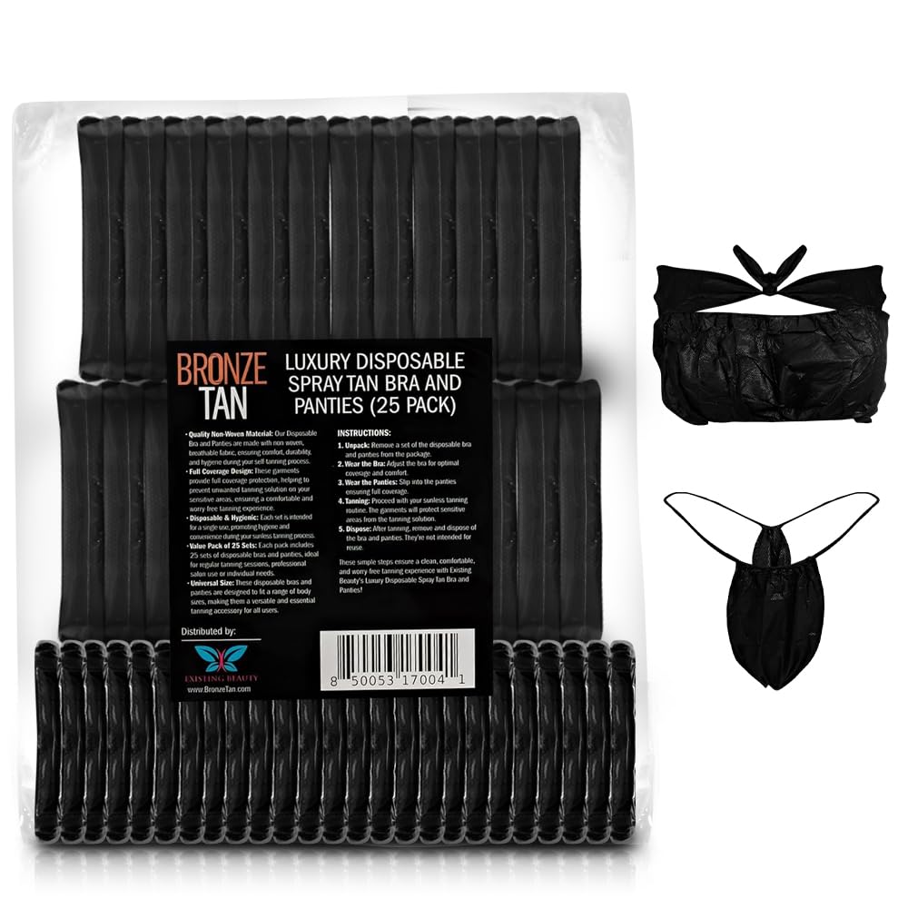 Dark Slate Gray Bronze Tan Disposable Undergarments for Spray Tan - Non-Woven, Breathable Undergarments, Full Coverage, Hygienic - Ideal for Professional Salons & Home Use, Universal Fit - Pack of 25 Set