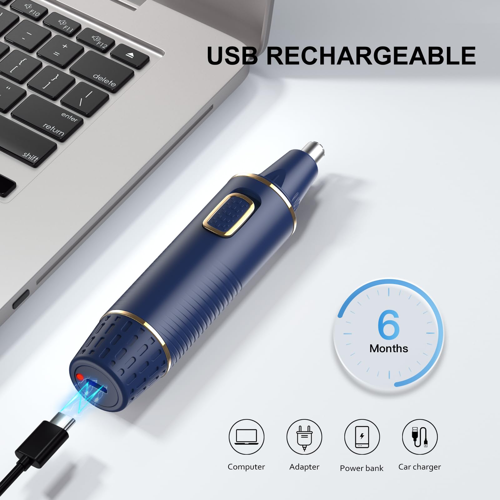 Lavender XOOMRSCP Nose Hair Trimmers for Men，Rechargeable Hair Trimmer 2 in 1 Painless Multifunctional Ear and Nose Hair Trimmer with IPX7 Waterproof Dual Edge Blades (Blue)