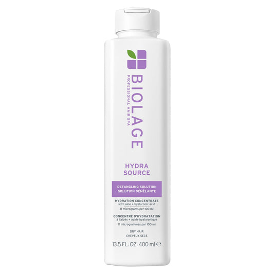 Lavender Biolage Hydra Source Detangling Solution - Conditions, Instantly Detangles & Controls Static, For Dry Hair, With Micro-Filtered Aloe Vera & Fermented Hyaluronic Acid, 13.5 Fl Oz, Packaging may vary