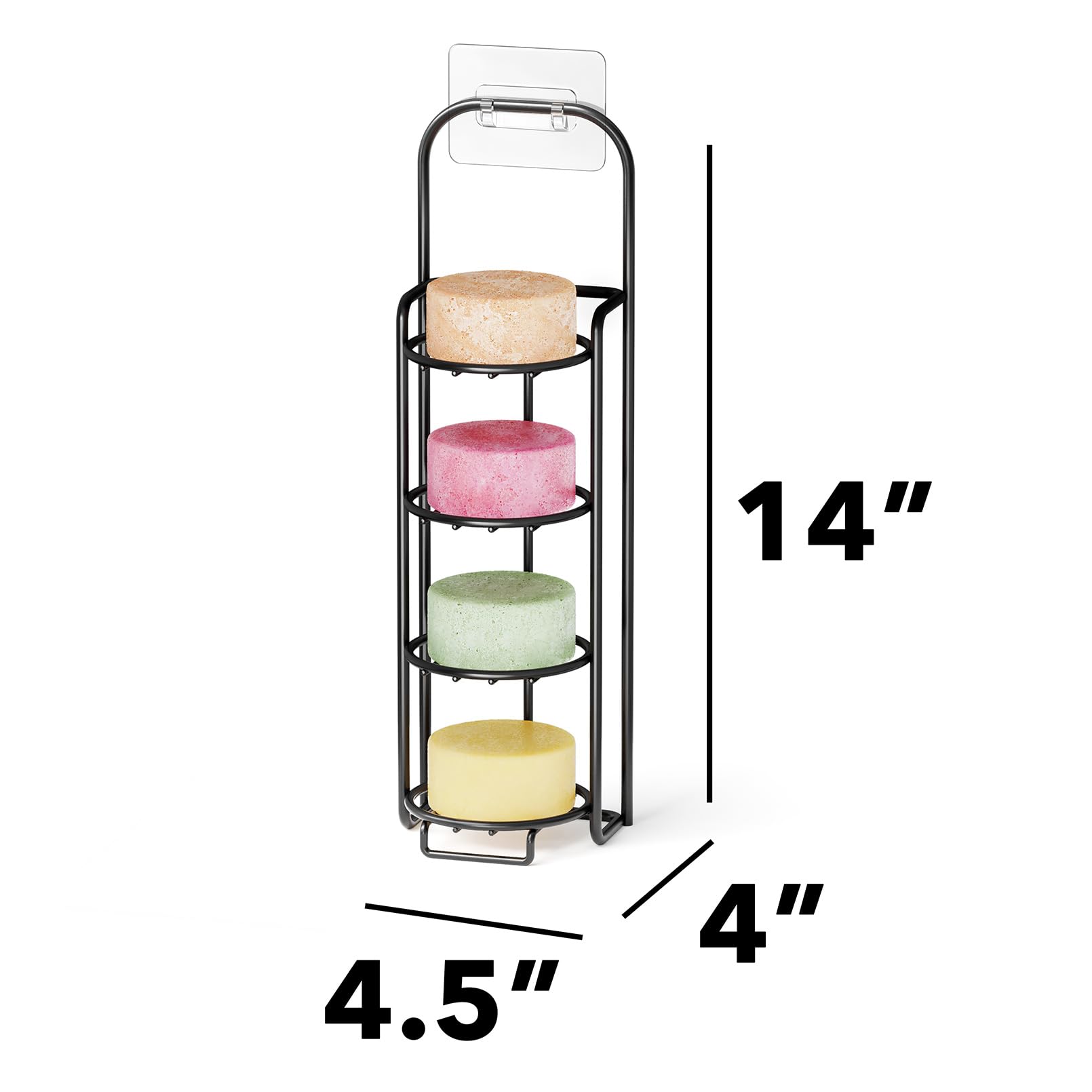 White Smoke SpaceAid 4 Tier Shampoo Bar Holder for Shower, Self Draining Soap Bar Holders Caddy for Bathroom Wall and Kitchen Sink, Shampoo Bar Dish Rack, Stainless Steel Bar Soap Holder (Black)