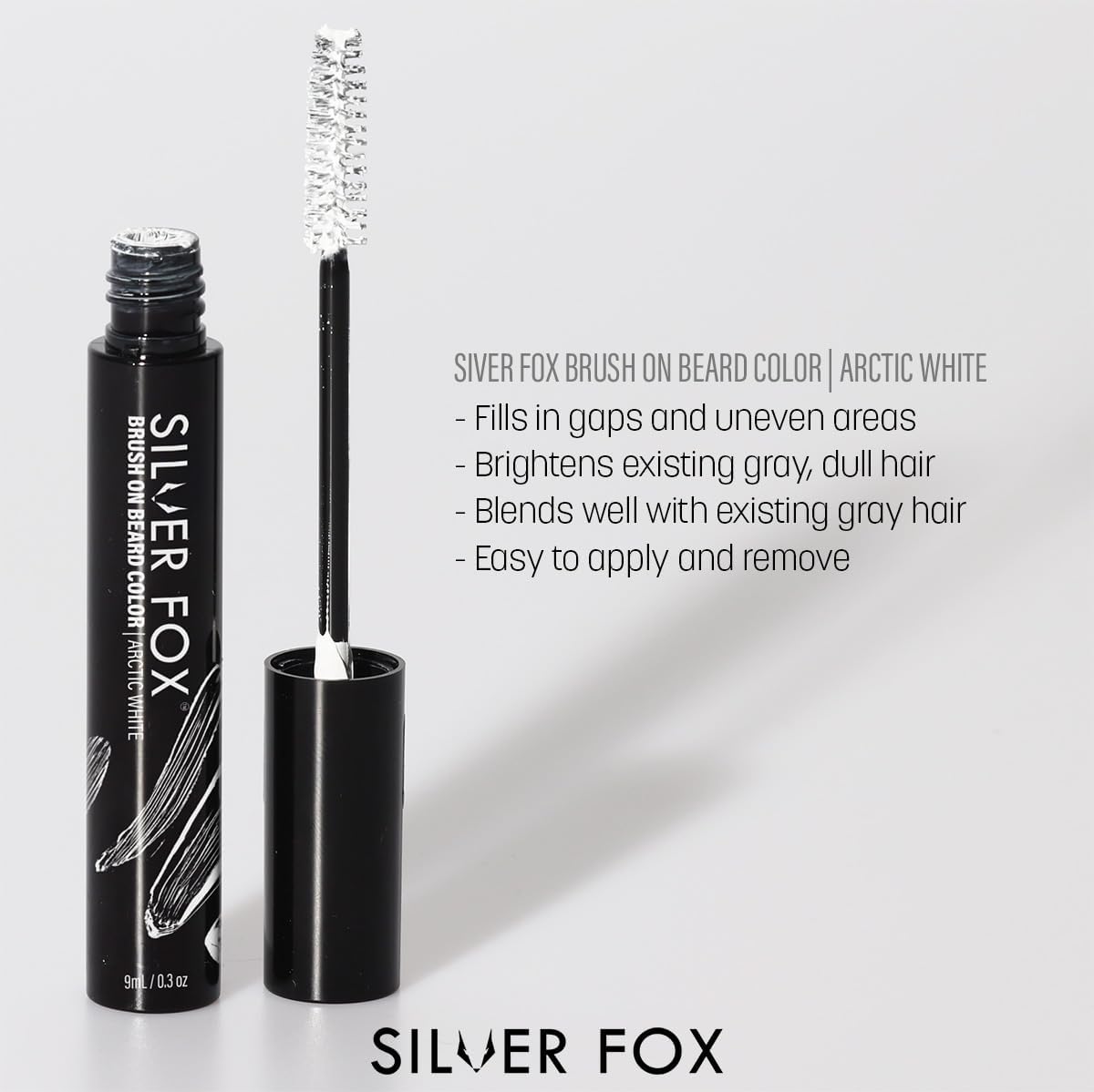Lavender Barbers Choice Silver Line, Facial Hair Brush on Temporary Color for Silver Fox Men- Instantly Brighten White Beards, Mustache & Sideburns, Less Yellow, Easy Application, Arctic White