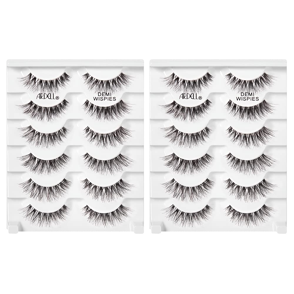 Lavender Ardell Demi Wispies False Eyelashes Multipack – Natural Lashes Wispy with Invisiband for Lightweight Comfort, 6 Pairs, 2 Pack