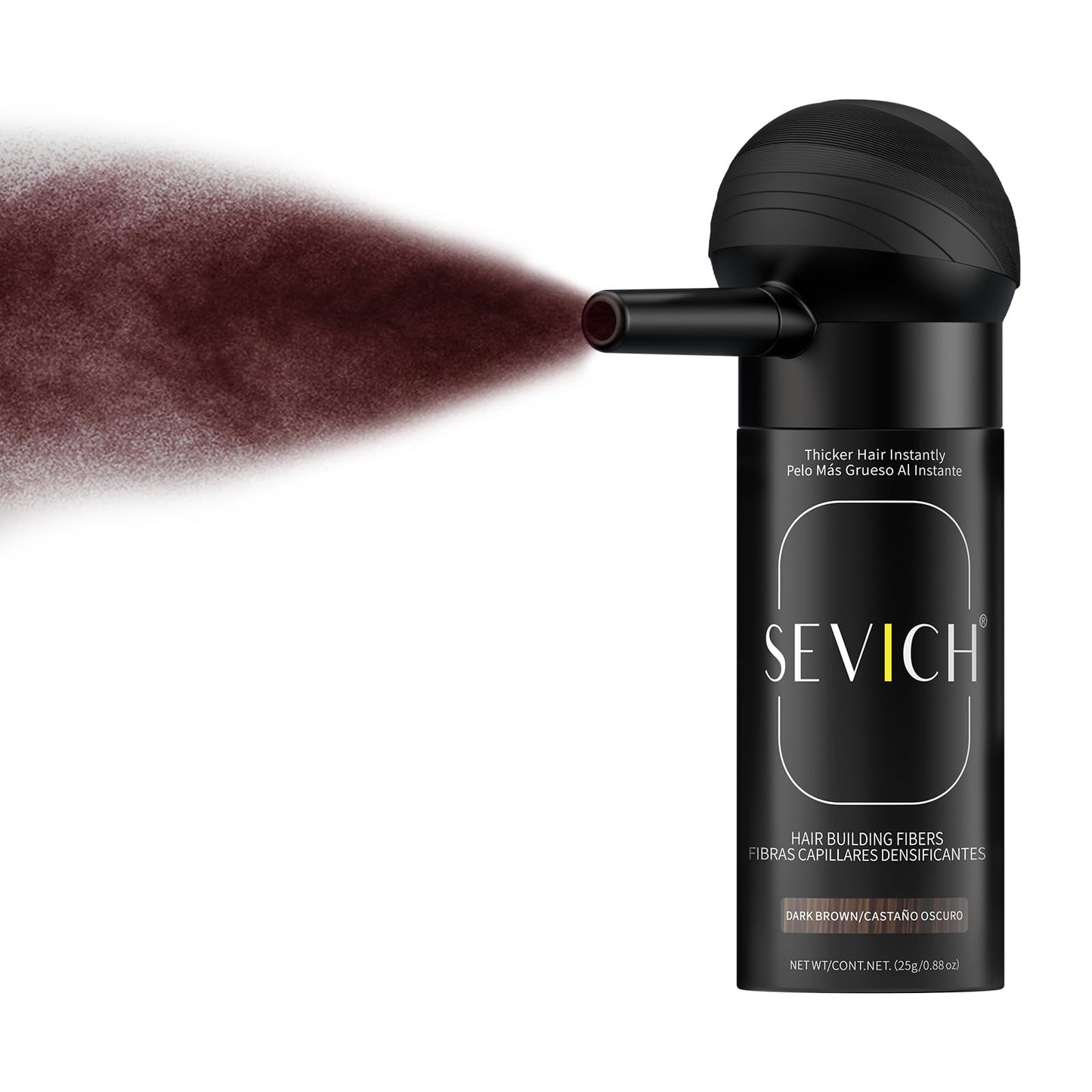 White Smoke SEVICH Hair Fibers with Spray Applicator - Natural-Looking Hair Thickening Fibers for Men & Women, Instant Fullness, Wind & Water Resistant, Easy Wash Out, 25g (Dark Brown)