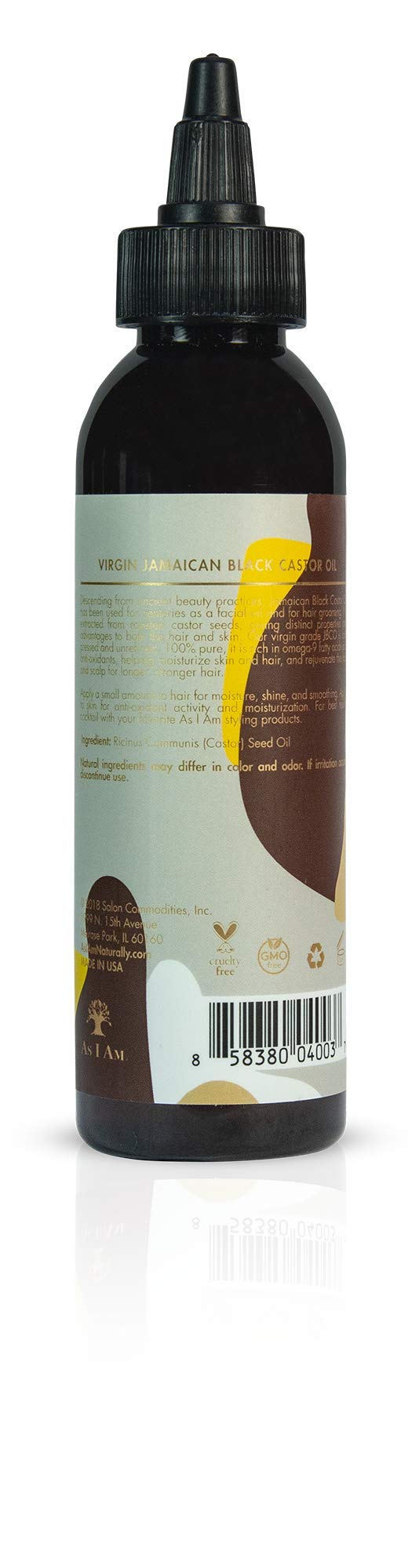 White Smoke As I Am Virgin Jamaican Black Castor Oil 4oz - 100% Pure and Natural - Rich in Omega-9 Fatty Acids, Antioxidants - Cold Pressed, Unrefined - Extracted from Roasted Castor Seeds