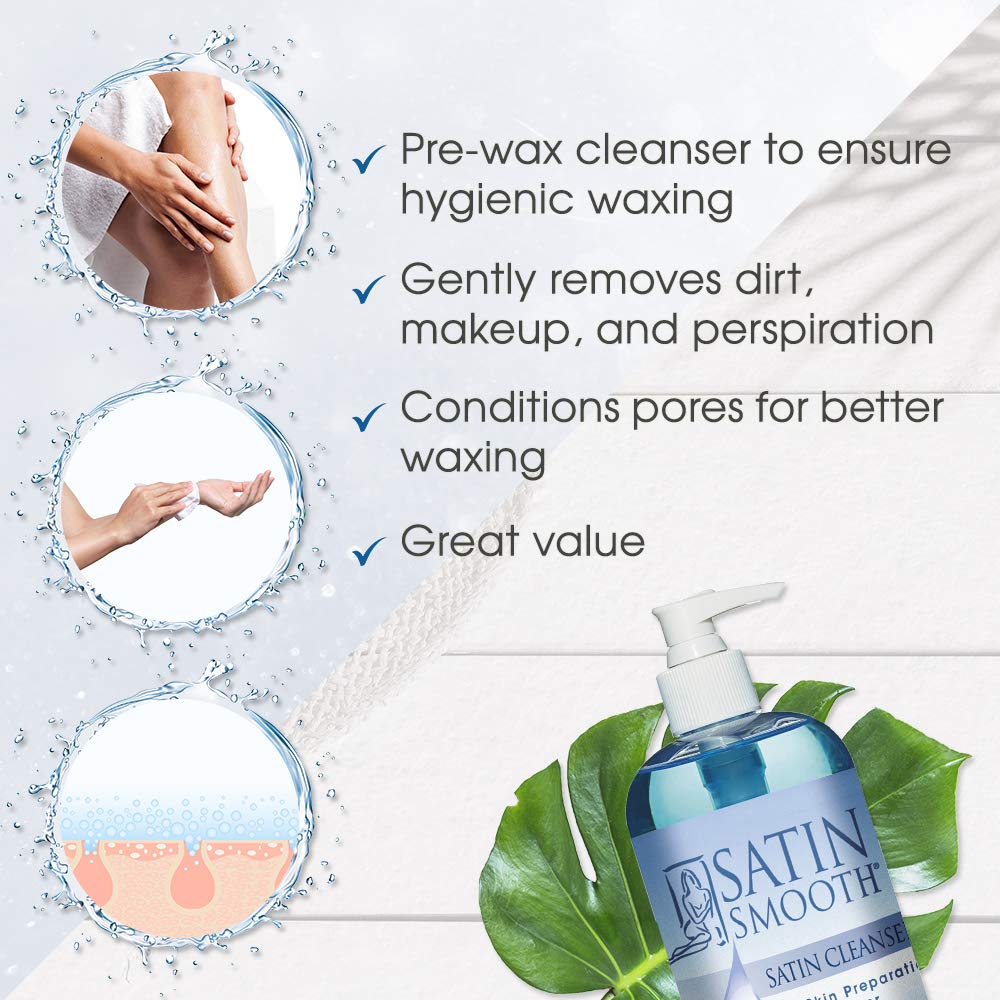 White Smoke SATIN SMOOTH Pre Wax Cleanser - Antiseptic Formula for Pre Wax Hair Removal Skin Prep, Deep Cleansing & Irritation-Free Waxing, AfterWax Care, 16 oz
