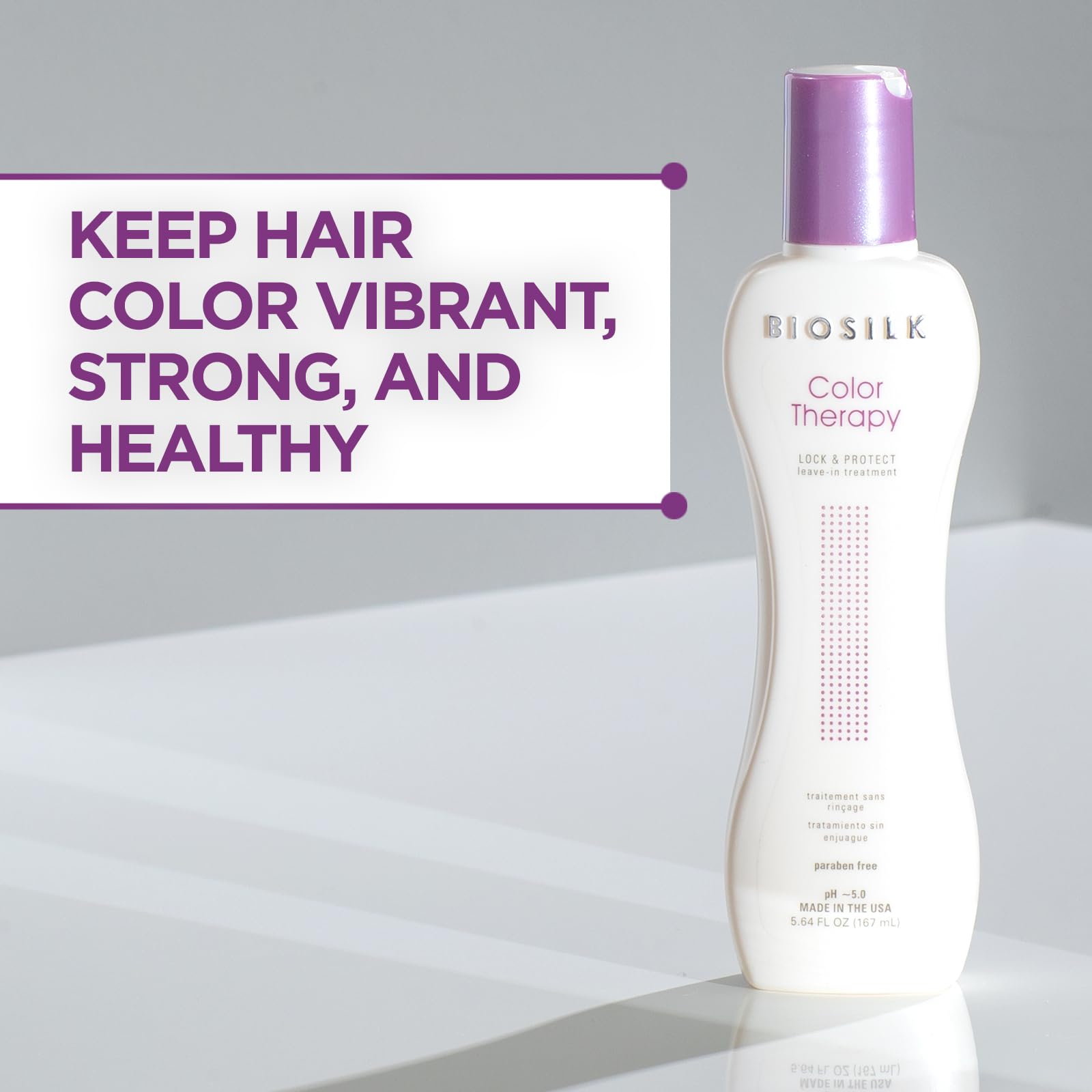 Light Gray BioSilk Color Therapy Lock & Protect, Prevents Color Loss & Strengthens Hair, Keeps Color Vibrant & Rich, Sulfate, Paraben & Cruelty-Free, 5.64 Oz