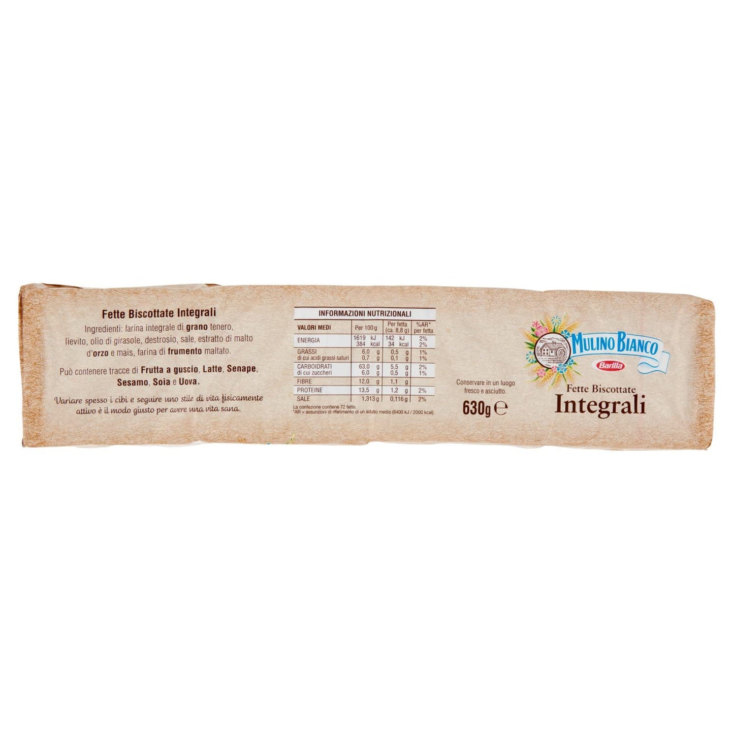 Gray Mulino Bianco Fette Biscottate Armonie Integrali 72 Fette 630g - Rusks Whole Wheat -Made In Italy