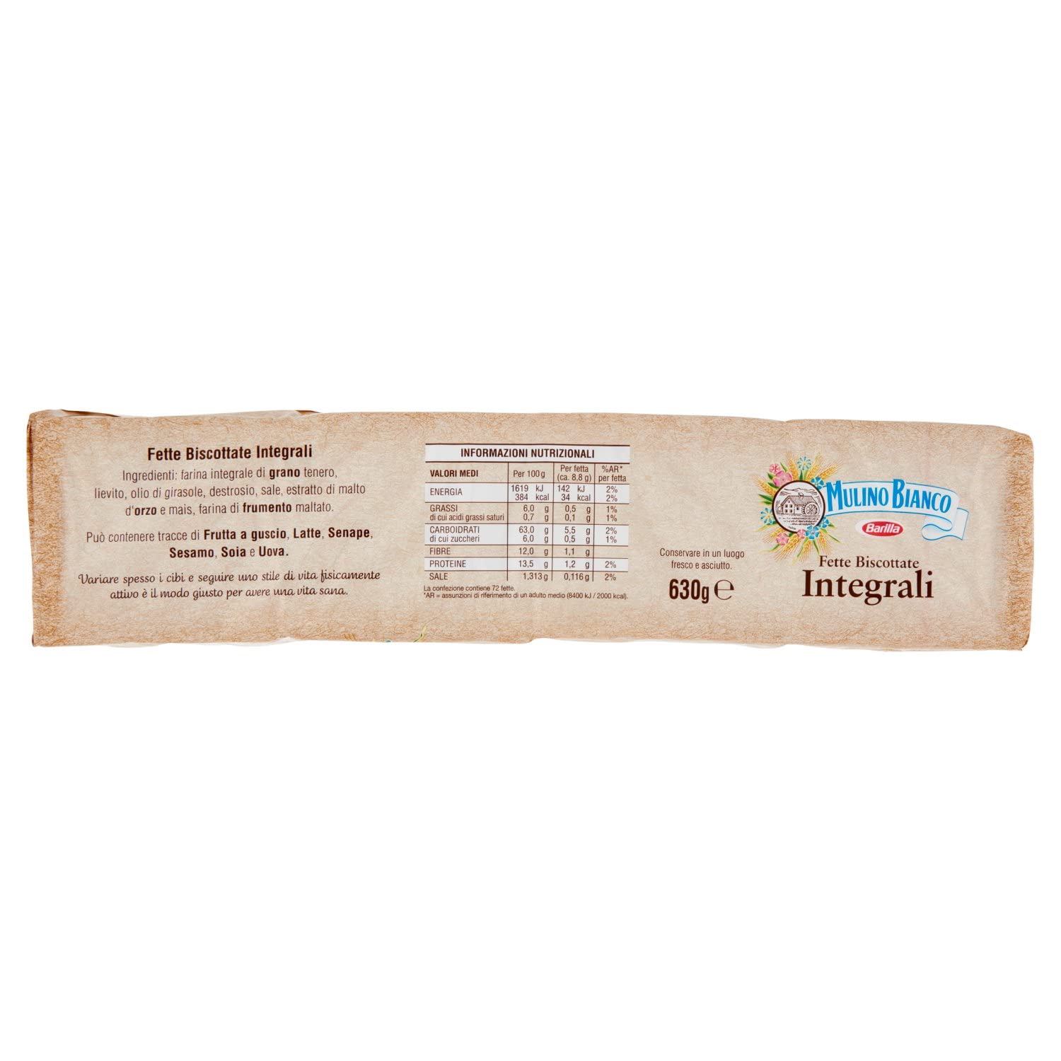 Gray Mulino Bianco Fette Biscottate Armonie Integrali 72 Fette 630g - Rusks Whole Wheat -Made In Italy