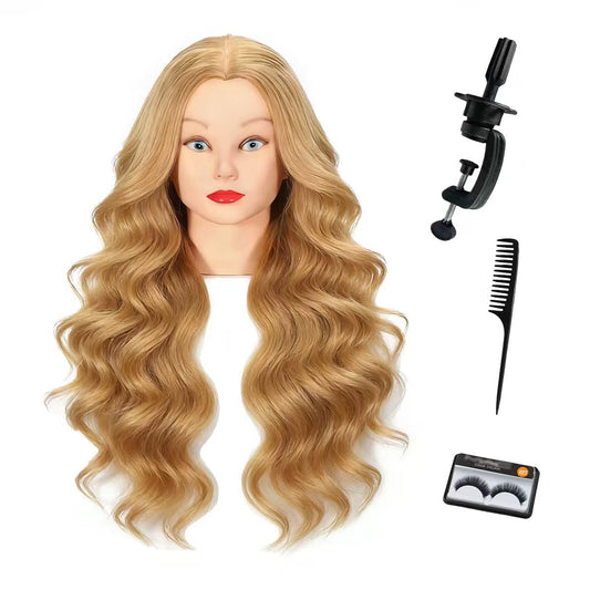 White Smoke WeiRan Mannequin Head 80% Human Hair - Straight, 26"-28" Doll Head for Cosmetology & Hairdresser(809-27#)