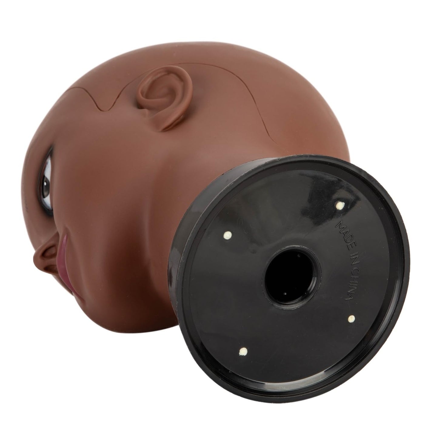 White Smoke Bald Mannequin Head Brown Female Professional Cosmetology Training Mannequin Bald for Wig Making and Display Afro American Mannequin Head with Free Clamp Stand (brown-02)