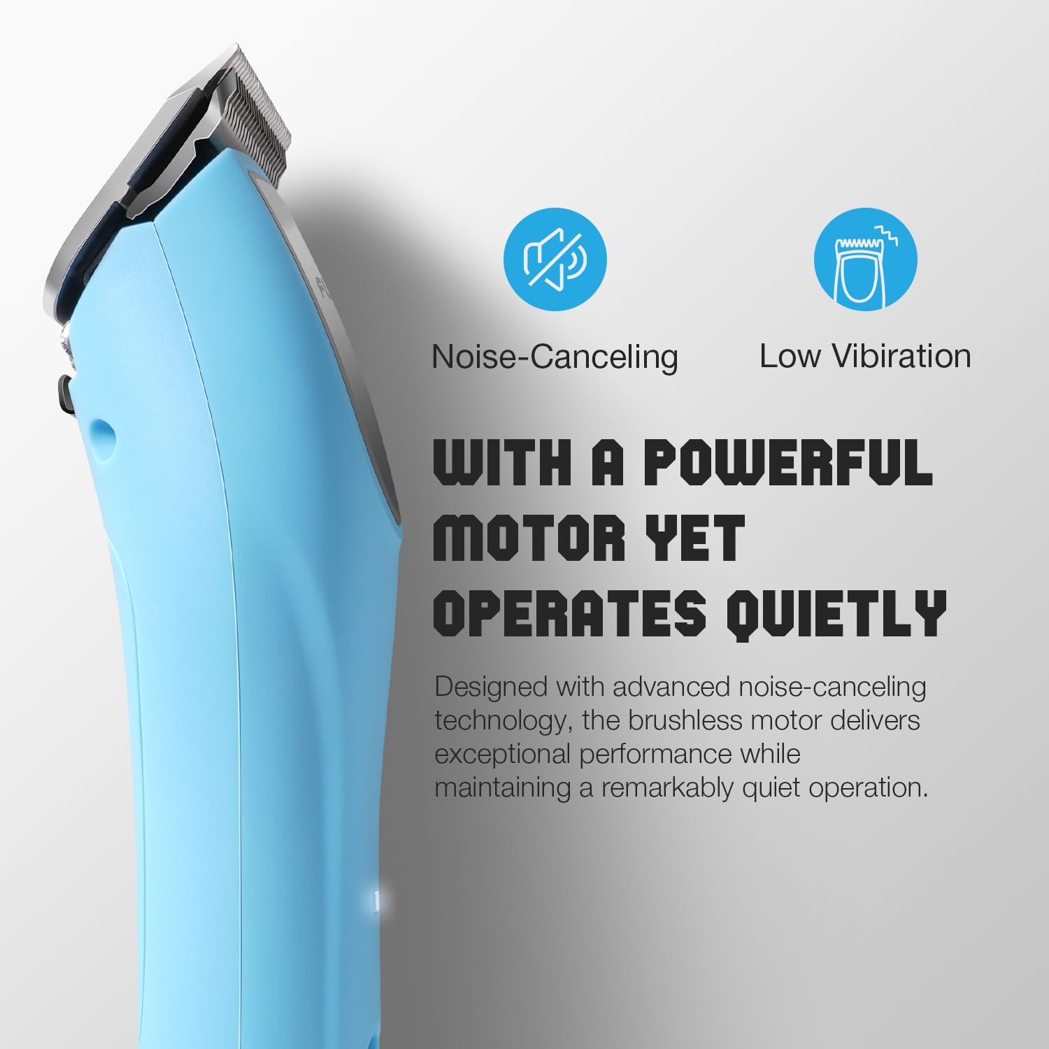 Gray FuzzyFix Professional Dog Clippers for Grooming - 2 Speed for Thick Curly Matted Coats, Low Noise Cordless Pet Hair Trimmer with Detachable A5 Blade & Metal Guide Combs Kit for Horse Animal Breeds