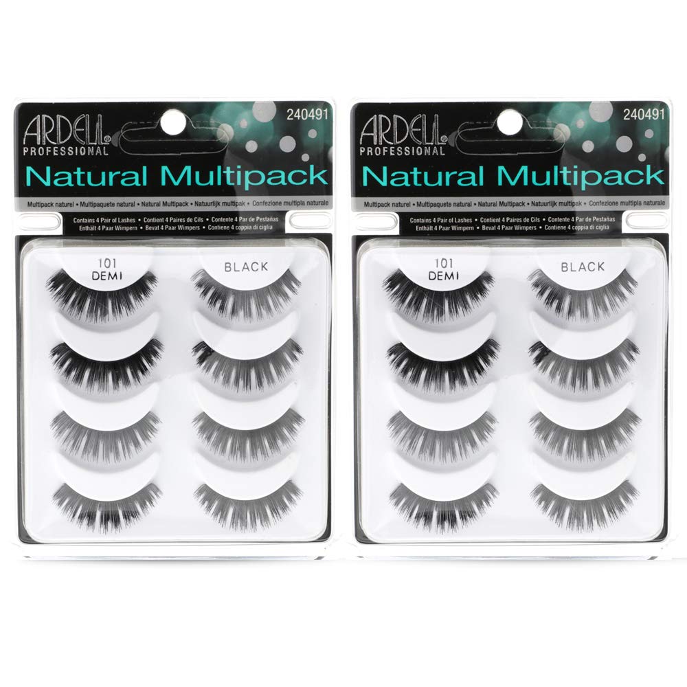 White Smoke Ardell Natural Lashes Multipack, Demi Wispies #101 - Black, Lightweight, Natural Looking False Eyelashes, 2 Pack