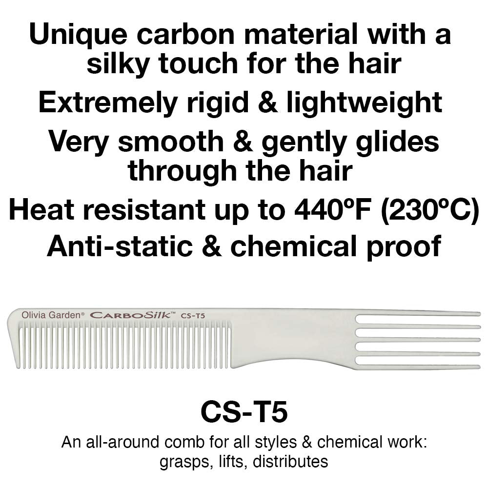 White Smoke Olivia Garden CarboSilk Comb For Technical and Chemical Services (CS-T5)