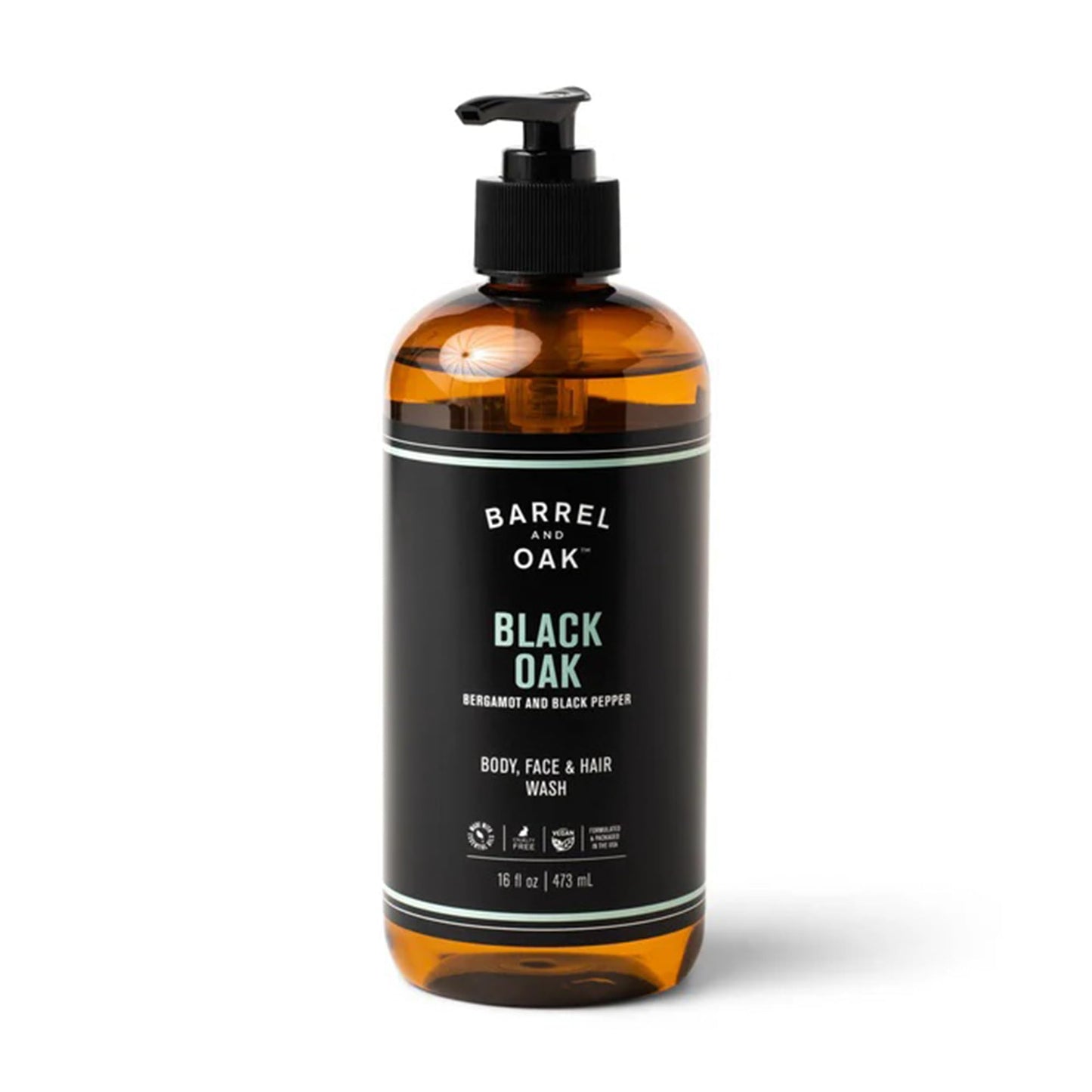 White Smoke Barrel & Oak All-in-One Wash for Face, Hair, & Body, Vegan & Hydrating Face, Shampoo and Body Wash for Men, Grooming Kit Gifts for Men, Black Oak, 16 oz
