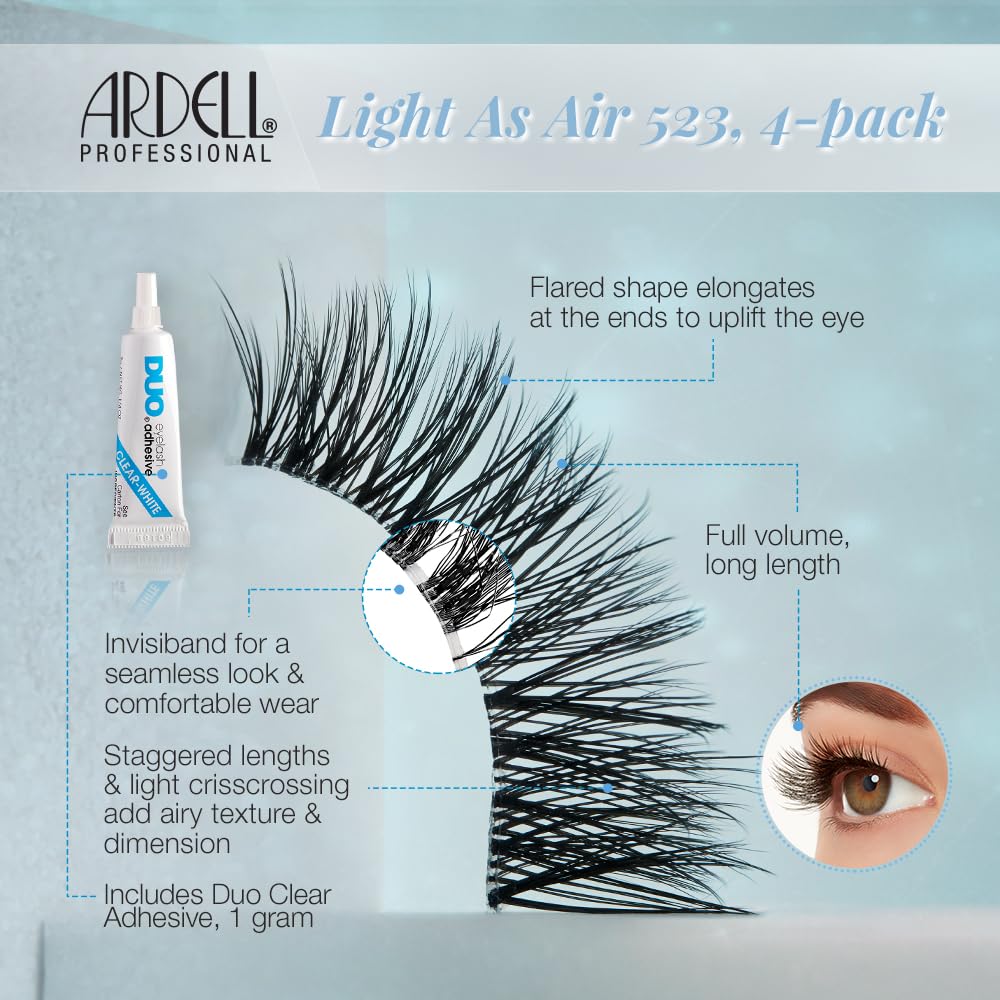Light Gray Ardell Light As Air 523 Lashes, 4 Pairs in a Pack