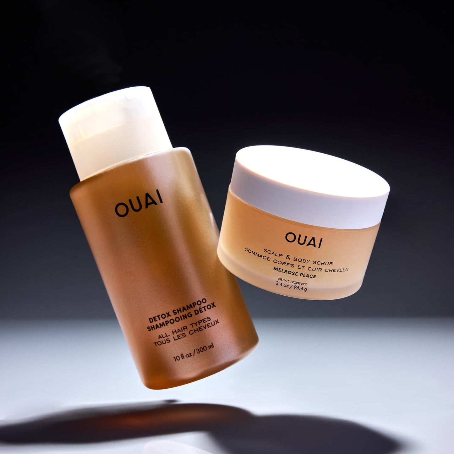 Black OUAI Hair Care Set - Clarifying Shampoo & Exfoliating Scalp Scrub - Deep Cleansing & Balancing - Hair Care Kit with Detox Shampoo & Travel Size Sugar Scrub for Scalp (2 Count)