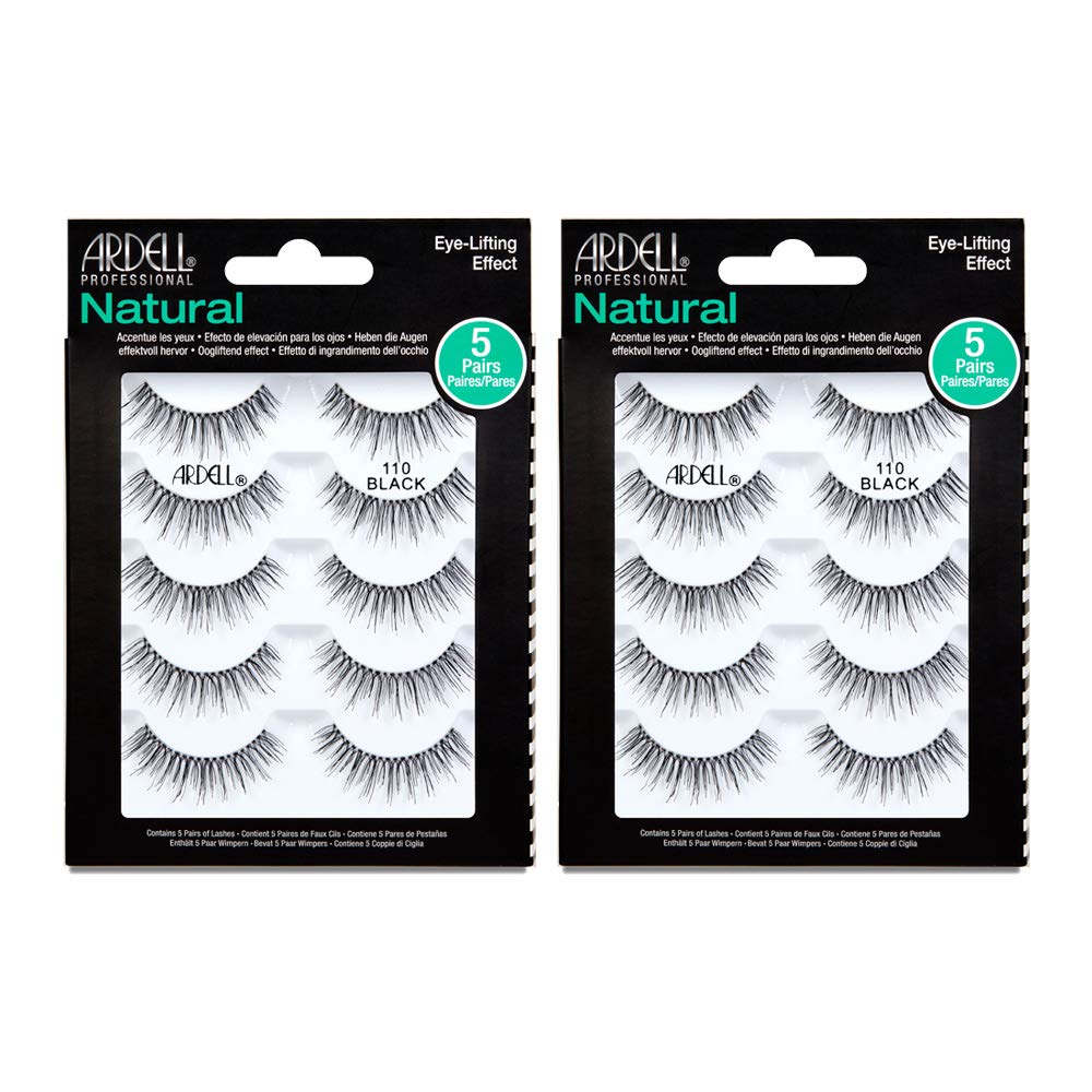 White Smoke Ardell False Eyelashes 110 Black - Eye-Lifting Effect Eye Makeup, Natural Look Strip Lashes - 5 Pairs, 2 Pack