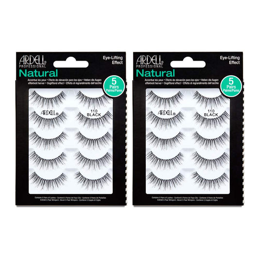 White Smoke Ardell False Eyelashes 110 Black - Eye-Lifting Effect Eye Makeup, Natural Look Strip Lashes - 5 Pairs, 2 Pack