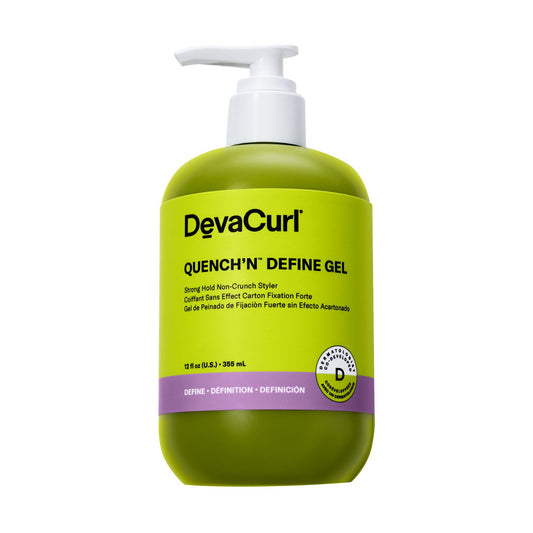 White Smoke DevaCurl Quench'n Define Gel Strong Hold Non-Crunch Styler, 12 Oz | Lasts up to 7 Days | Locks & Moisturizes Curls | Enhances Shine