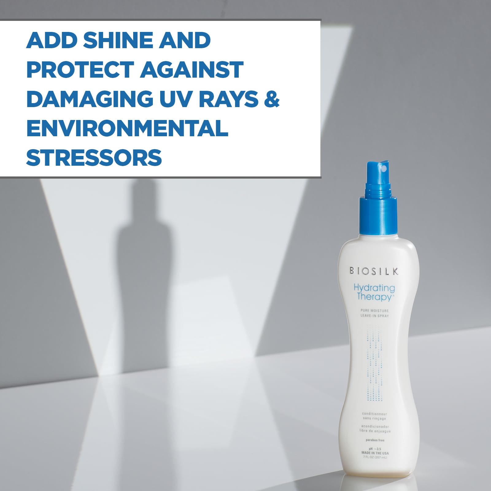 Light Gray BioSilk Hydrating Therapy Pure Moisture, Leave-In Hair Spray for Frizz Control & Hydration, Adds Shine, Replenishes Hair Moisture, Sulfate-Free, Paraben-Free, Cruelty-Free, 7 Oz