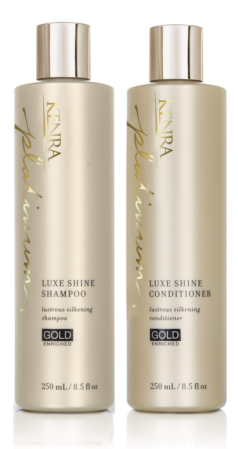 Dark Gray Kenra Professional Platinum Luxe Shine Shampoo/Conditioner | Gold Enriched | Transforms Dull And Lifeless Strands To Glamorous And Full-Bodied Hair | All Hair Types | 8.5 fl. Oz (Set)