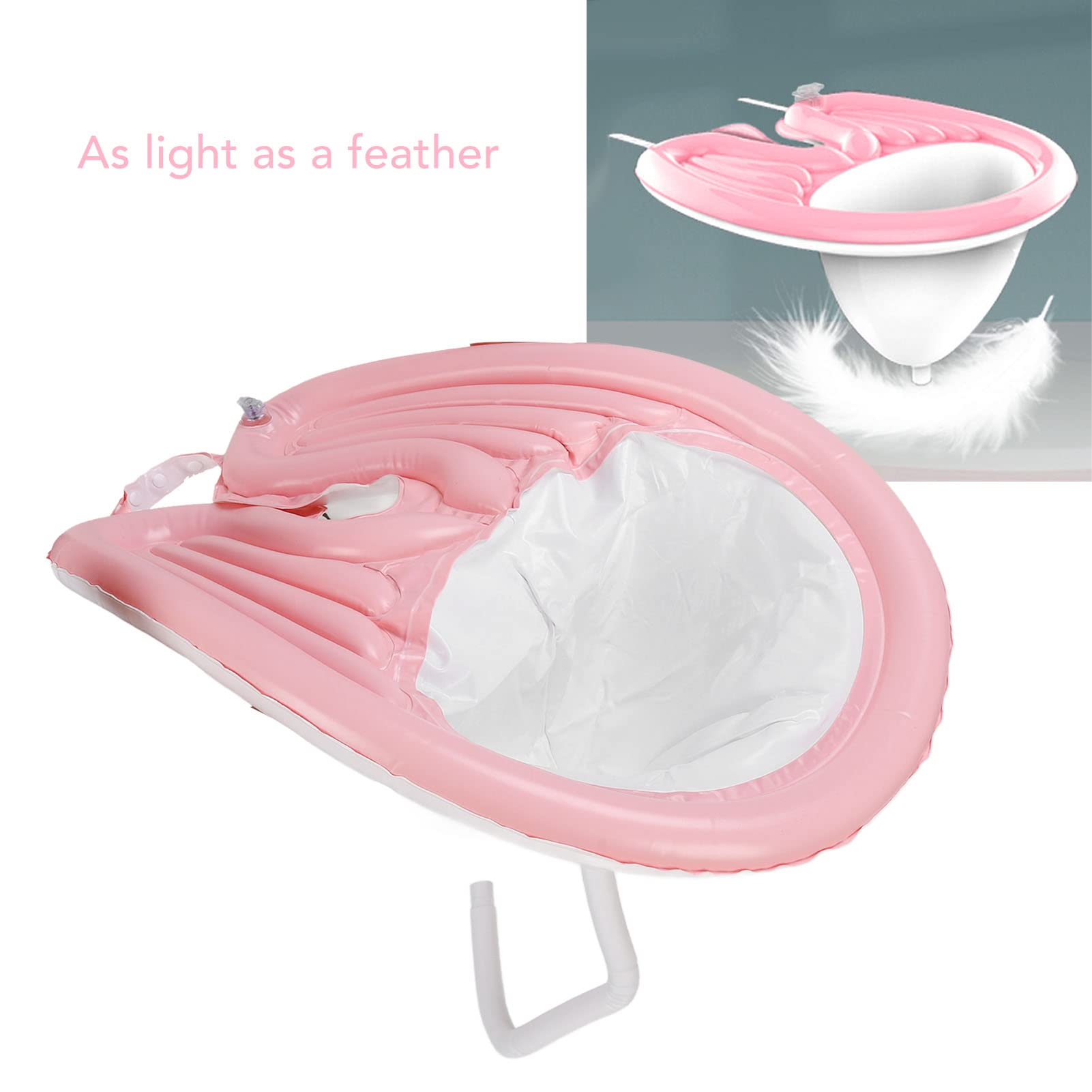 White Smoke Hair Shampoo Basin, Portable Hair Washing Tray Pink with Detachable Drain Hose for Home