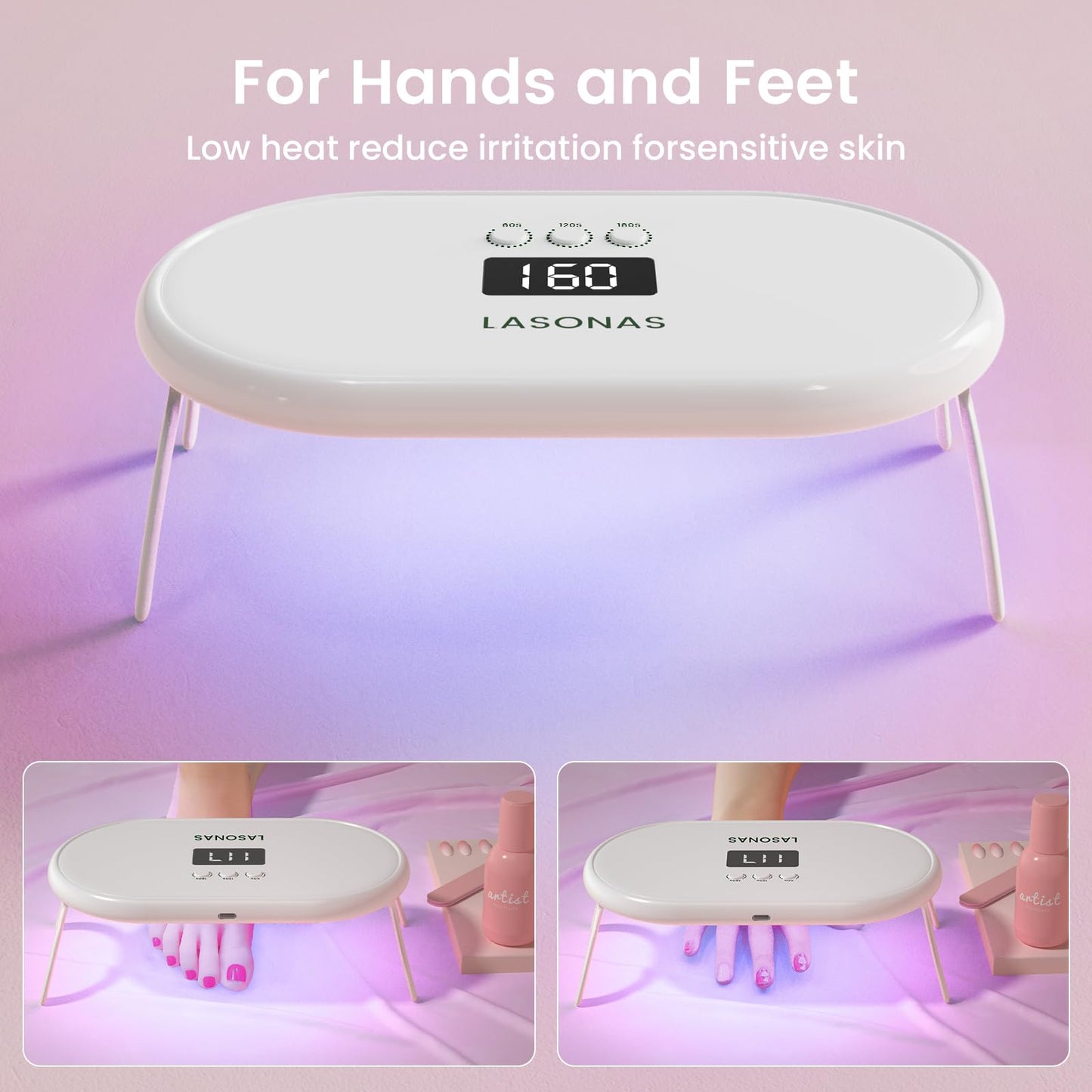 Thistle LASONAS UV LED Nail Lamp for Gel Polish 24W UV Light 3 Timer Setting Fast Drying Curing Mini Portable Cure Lamp for Gel Stickers and Strips Home Nail Care Salon