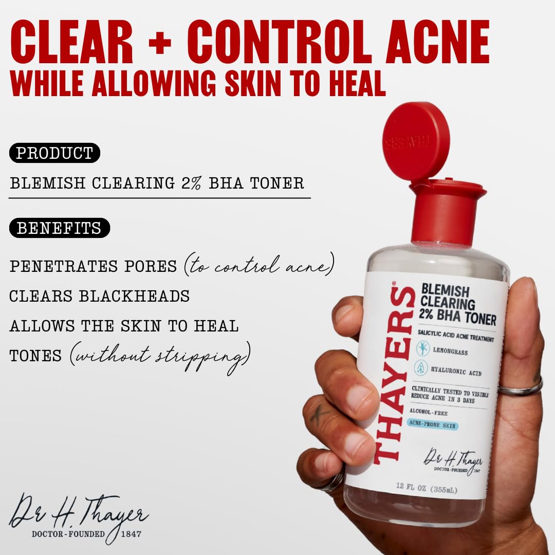 Lavender Thayers Blemish Clearing Salicylic Acid Toner, Acne Treatment Face Toner with 2% Salicylic Acid, Soothing and Non-Stripping Skin Care, 12 Fl Oz